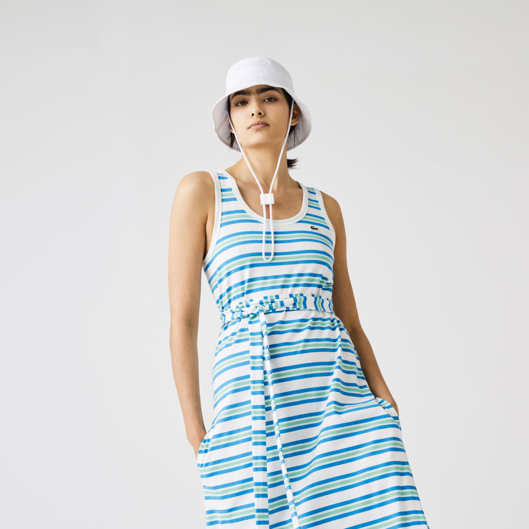 Women’s Long Striped Cotton Tank Top Dress lacoste women s long striped cotton tank top dress