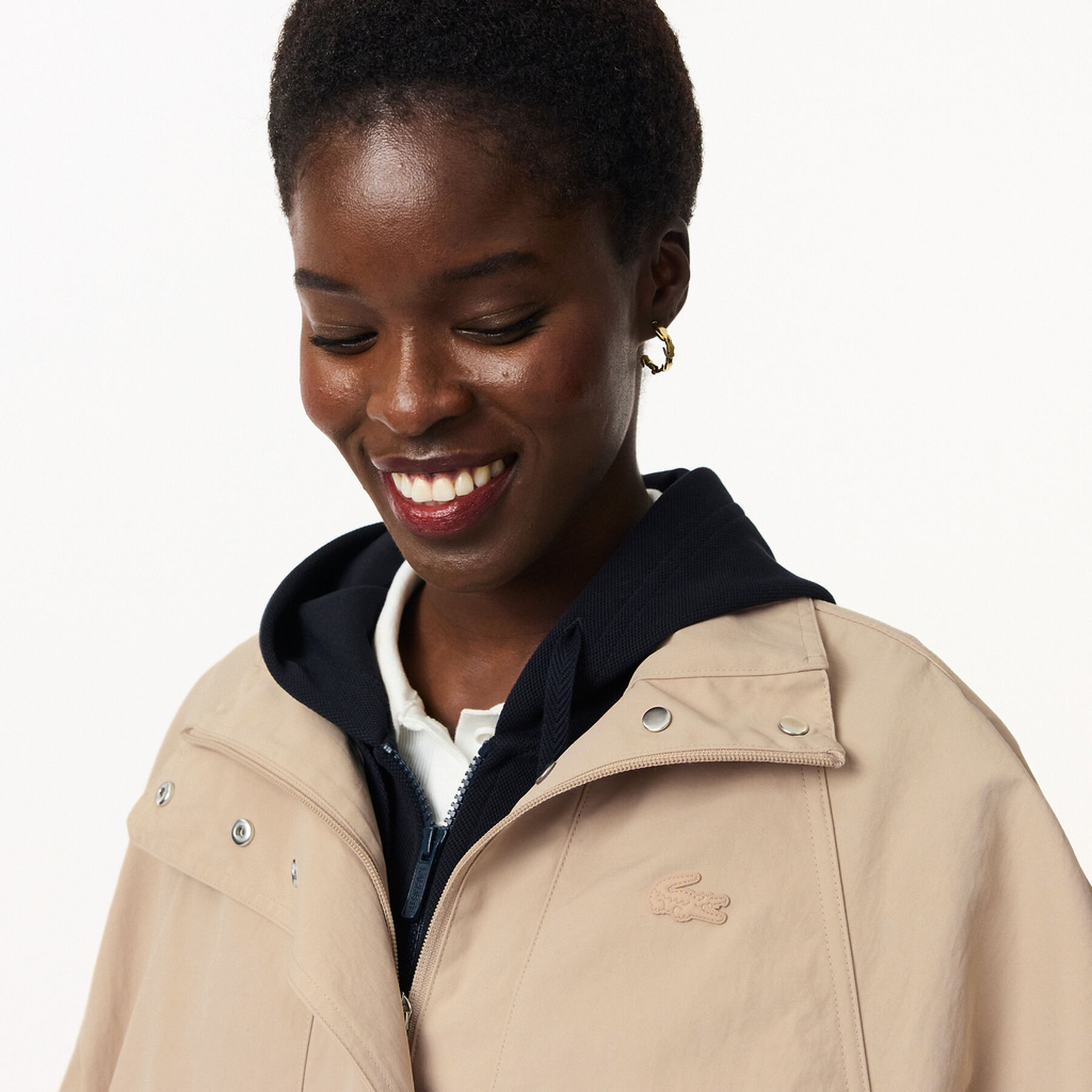 lacoste mid length water repellent oversized parka