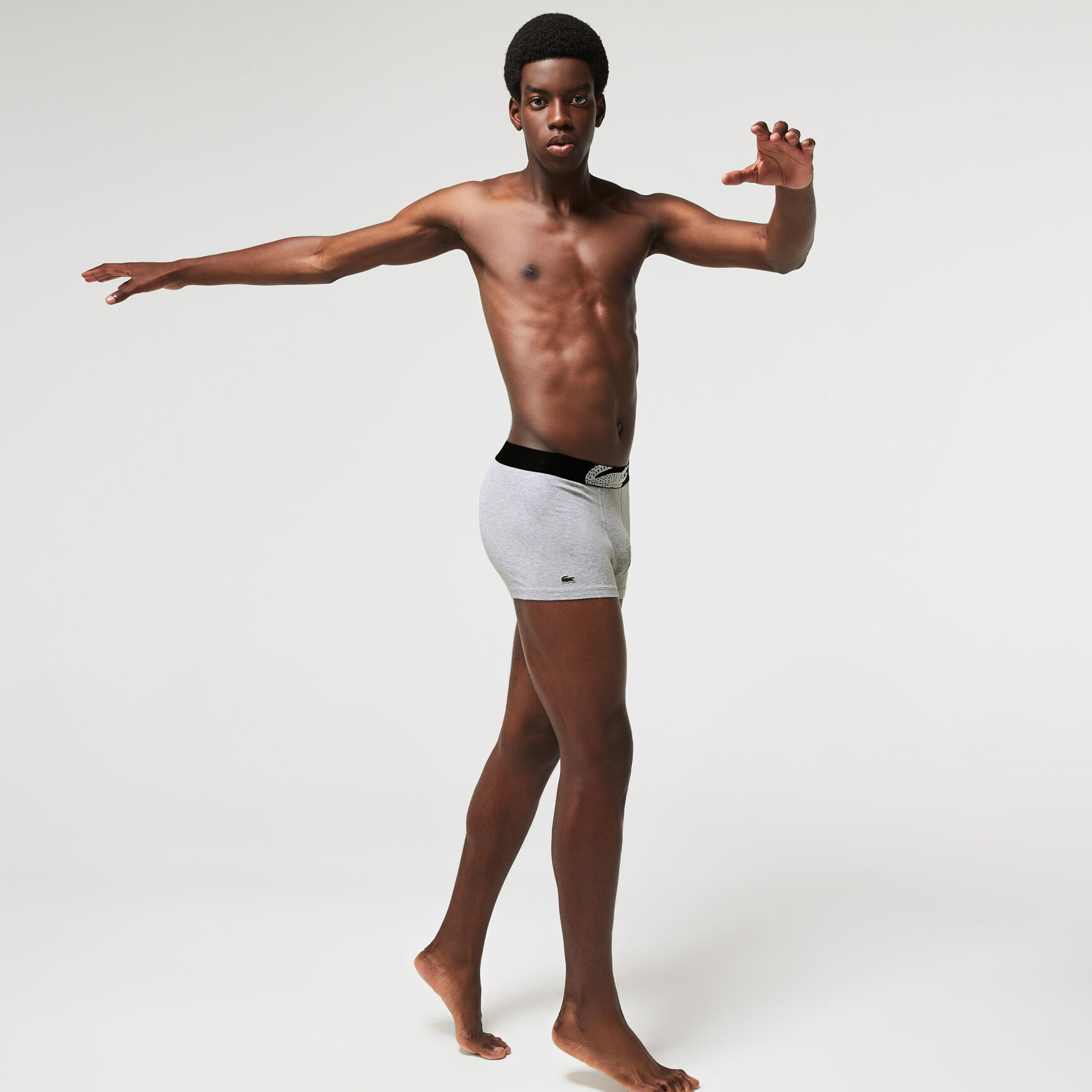 طقم بوكسر قطن مطاطي بشعار تمساح كبير على الخصر للرجال، 3 قطع