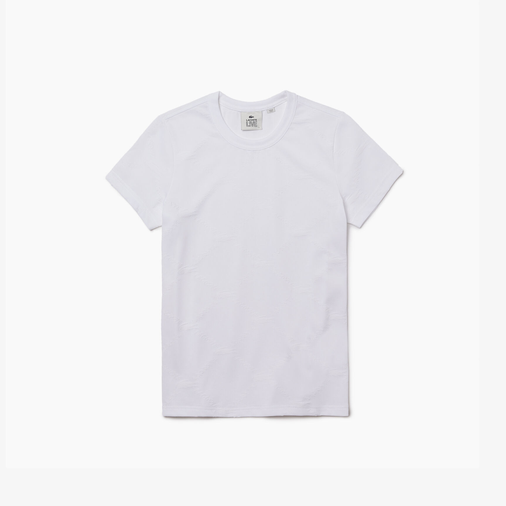 تي شيرت للنساء بنقشة مونوغرام وفتحة رقبة مستديرة مجموعة Lacoste LIVE تي شيرت للنساء بنقشة مونوغرام وفتحة رقبة مستديرة مجموعة Lacoste LIVE