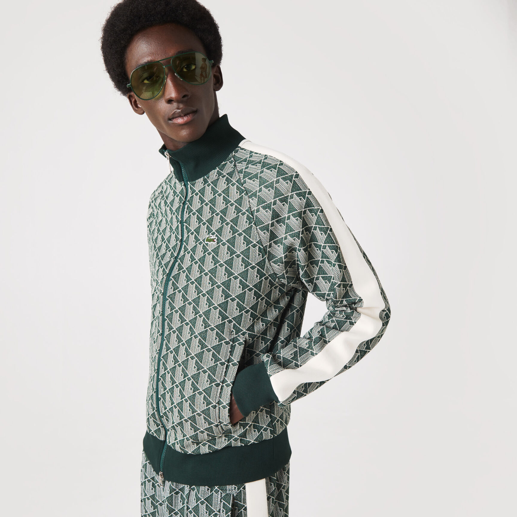 سويت شيرت بقصة عادية وسحّاب ونقشة شعار الماركة للرجال سويت شيرت بقصة عادية وسحّاب ونقشة شعار الماركة للرجال