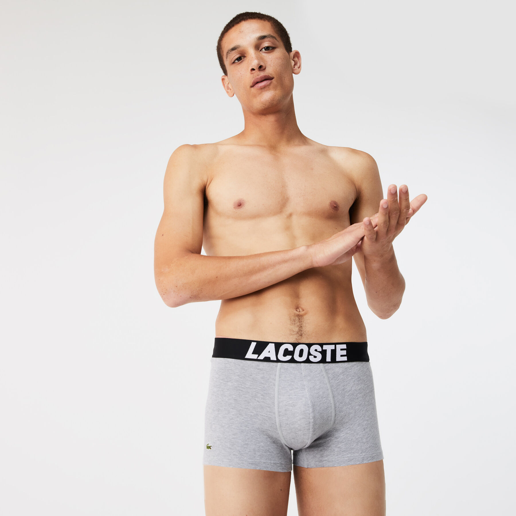 men s lacoste branded jersey trunk three pack