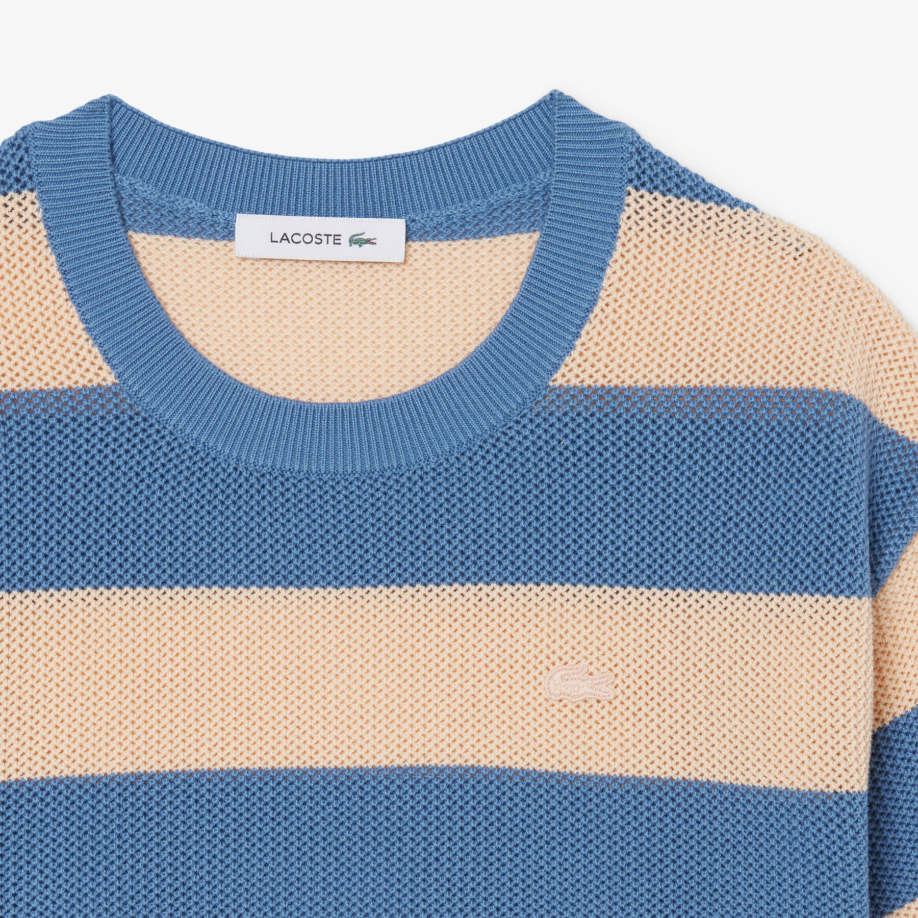 lacoste striped mesh knit t shirt