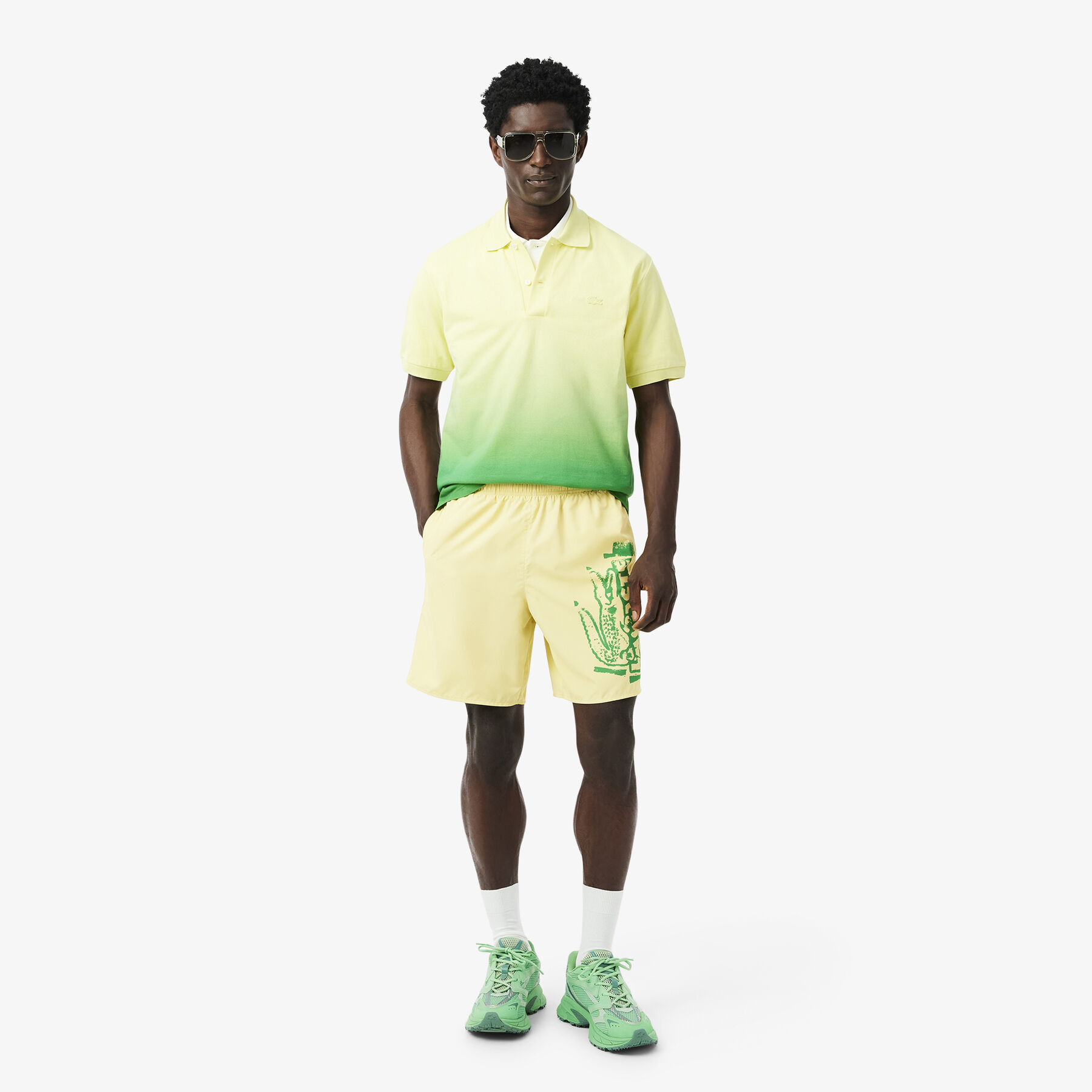 Long Branded Swim Trunks