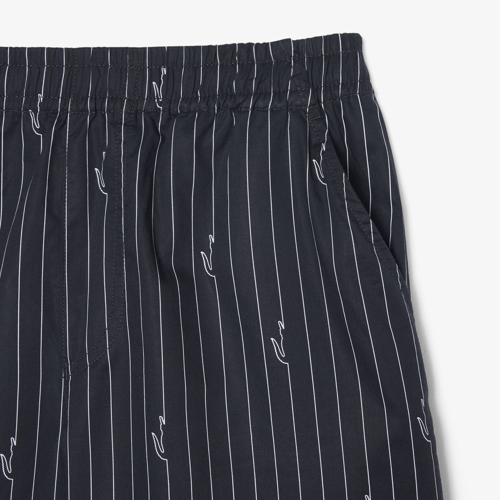 Crocodile Print Stripe Cotton Shorts