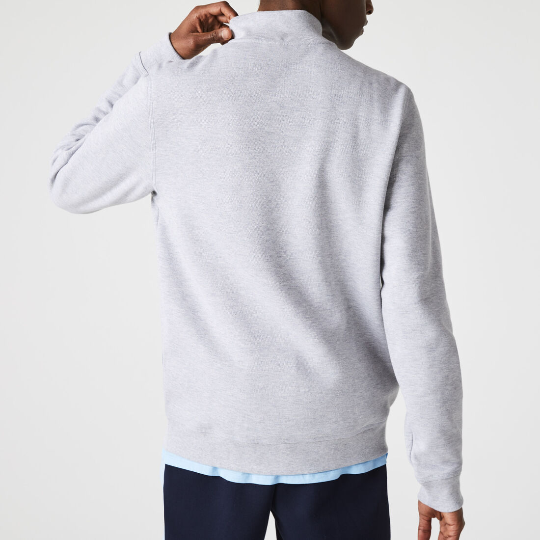 Men's Zippered Stand-Up Collar Piqué Fleece Jacket Men's Zippered Stand-Up Collar Piqué Fleece Jacket