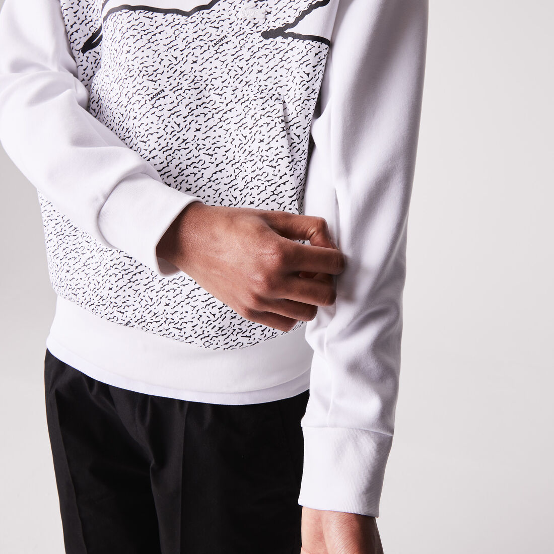 سويت شيرت مزيج قطن بفتحة رقبة مستديرة وطبعة تمساح كبيرة للرجال سويت شيرت مزيج قطن بفتحة رقبة مستديرة وطبعة تمساح كبيرة للرجال