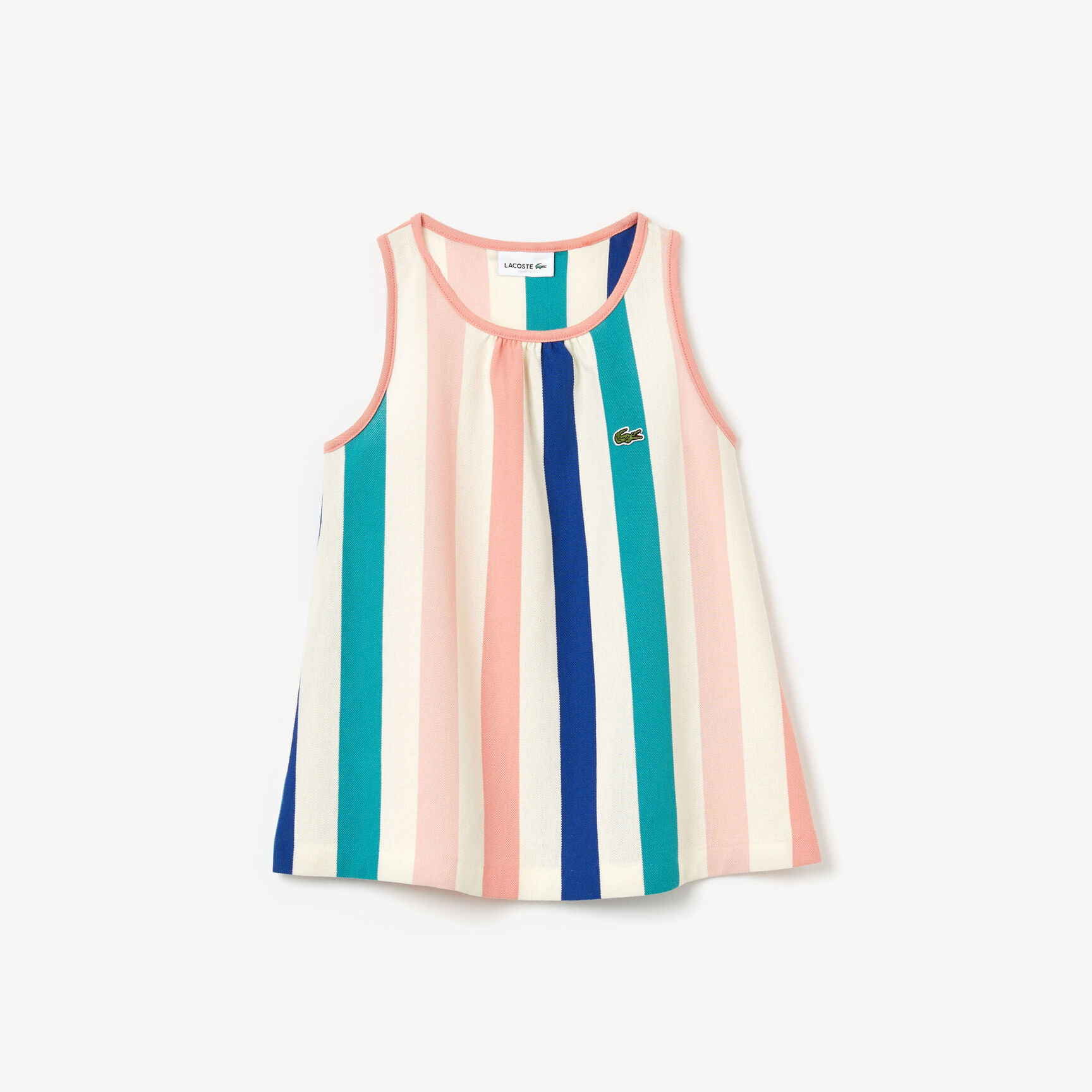 قطعة علوية فضفاضة مخططة من قطن بيكيه للفتيات قطعة علوية فضفاضة مخططة من قطن بيكيه للفتيات