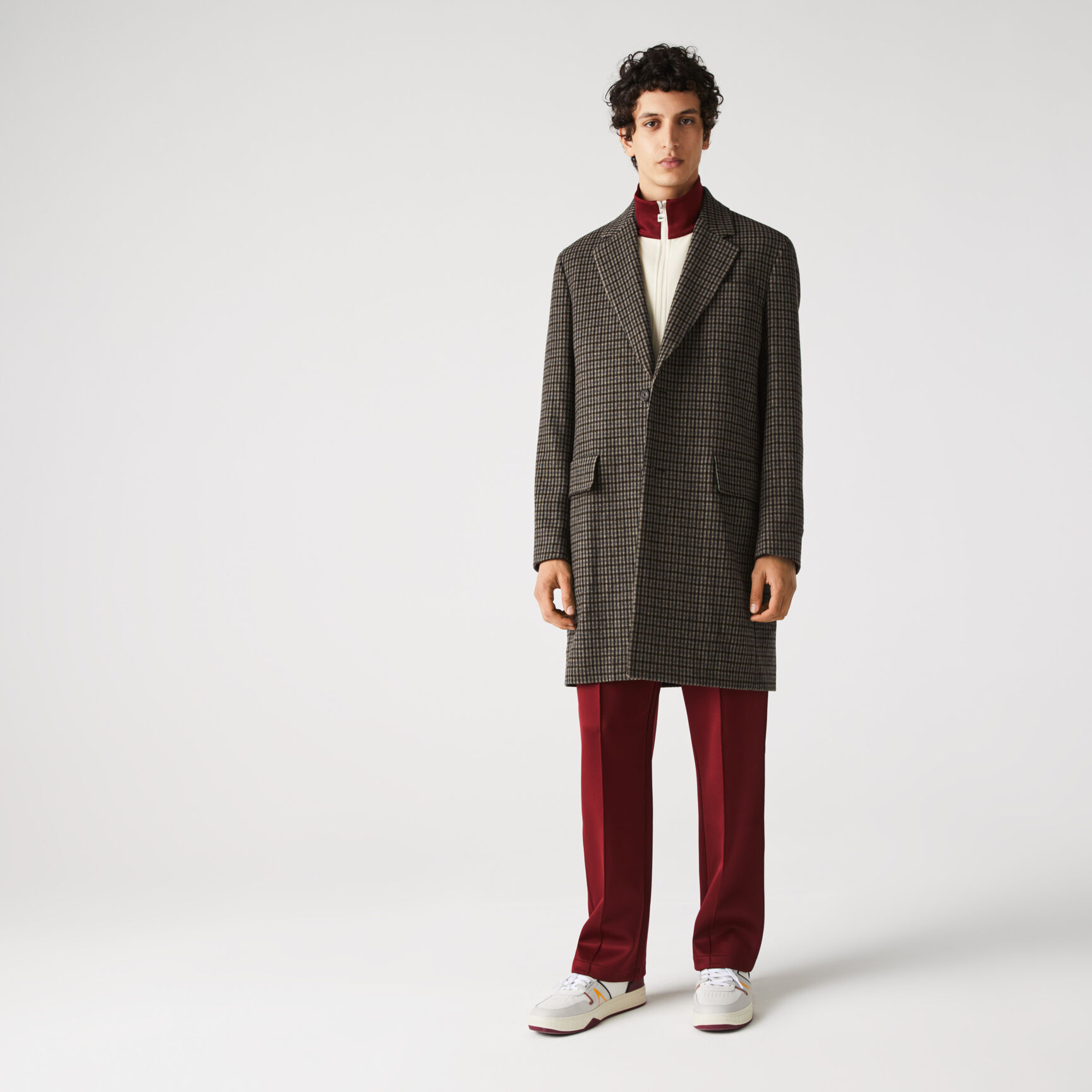 سترة تشيسترفيلد من الصوف المربعات للرجال سترة تشيسترفيلد من الصوف المربعات للرجال