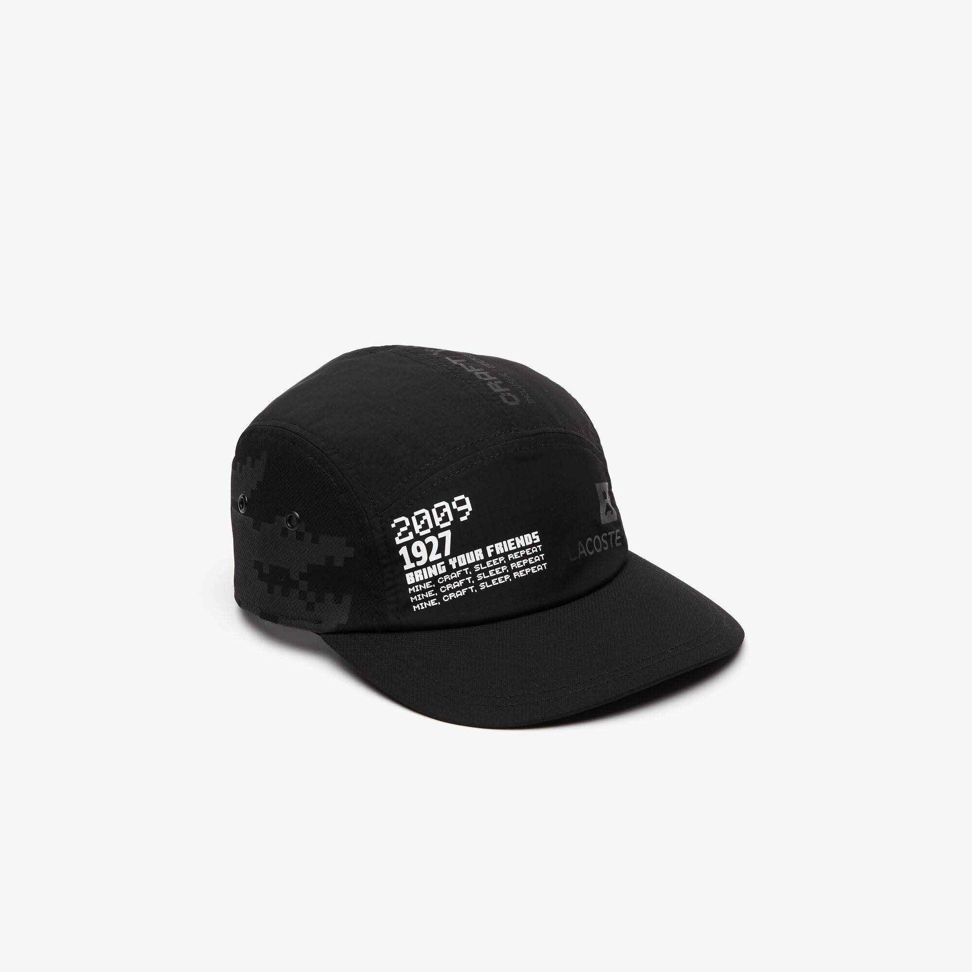 Unisex Lacoste L!VE x Minecraft Print Nylon Cap, Black | LACOSTE KSA