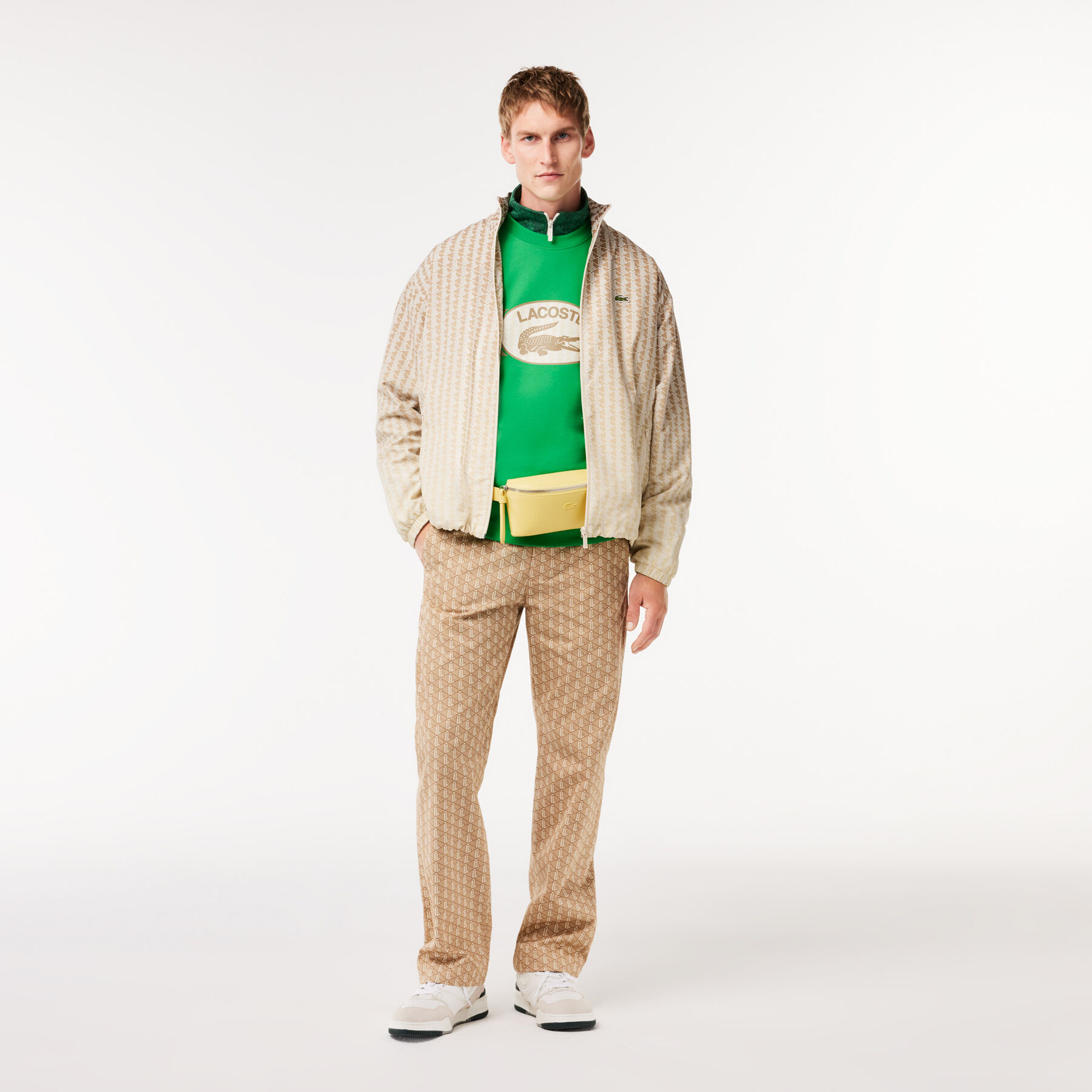 Loose Fit Monogram Print Fleece Sweatshirt lacoste loose fit monogram print fleece sweatshirt