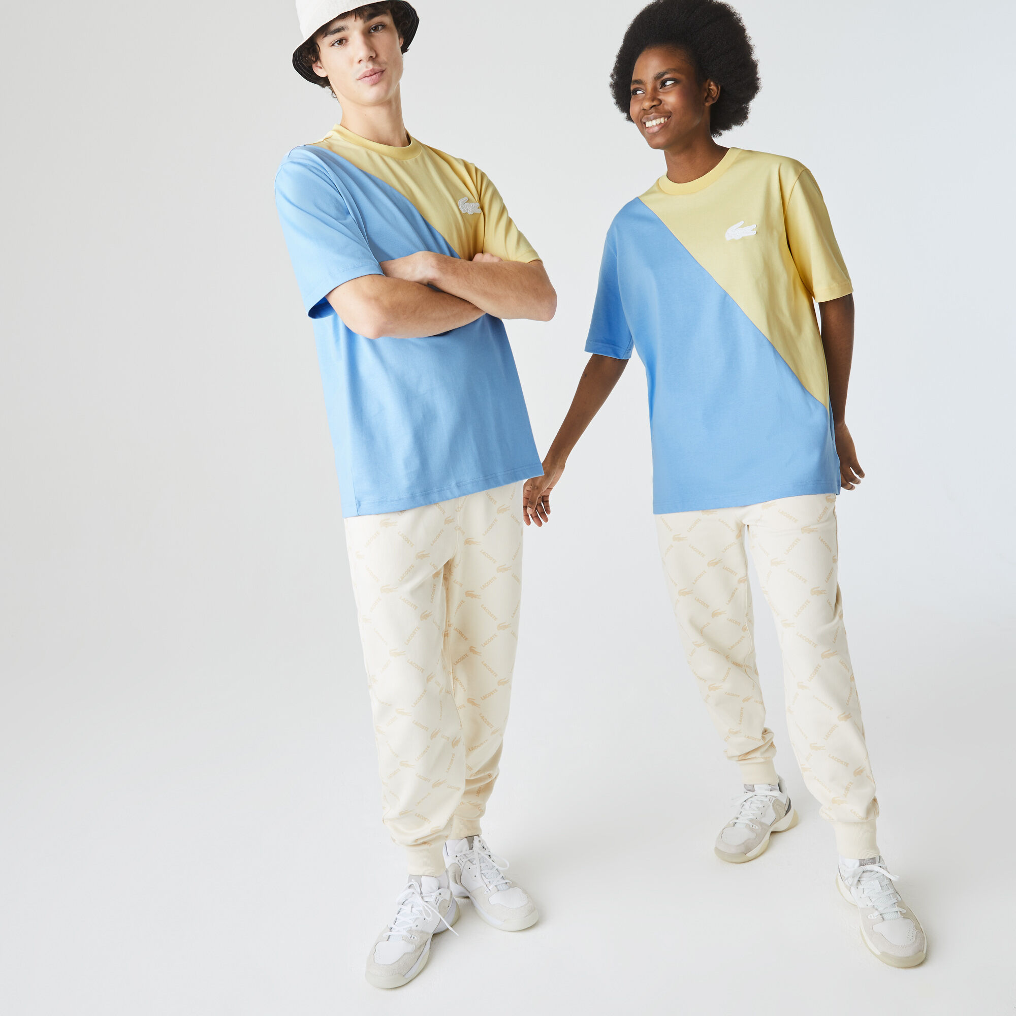 Unisex Lacoste LIVE Loose Fit Bicolour Cotton T-shirt