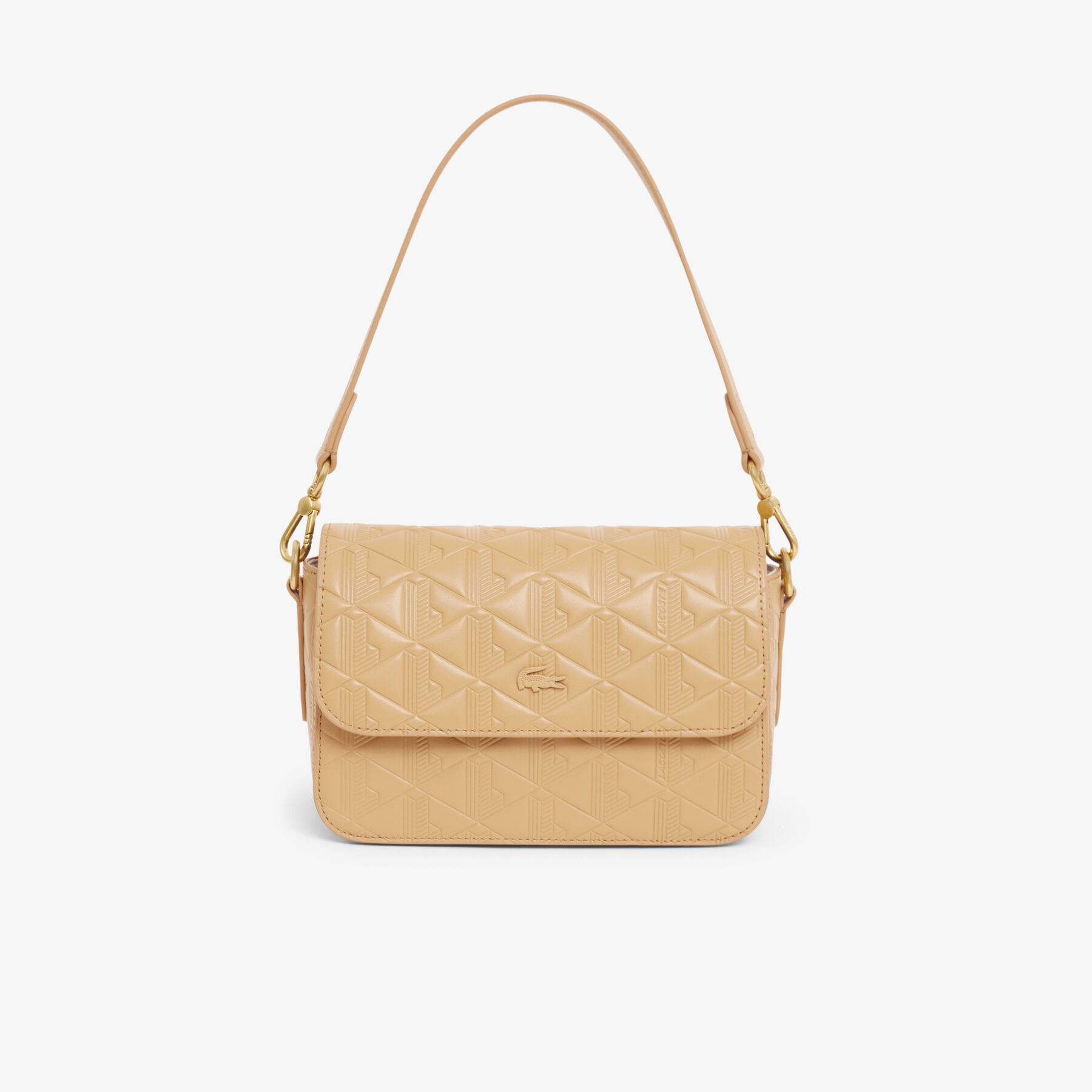 lacoste maheki embossed leather shoulder bag