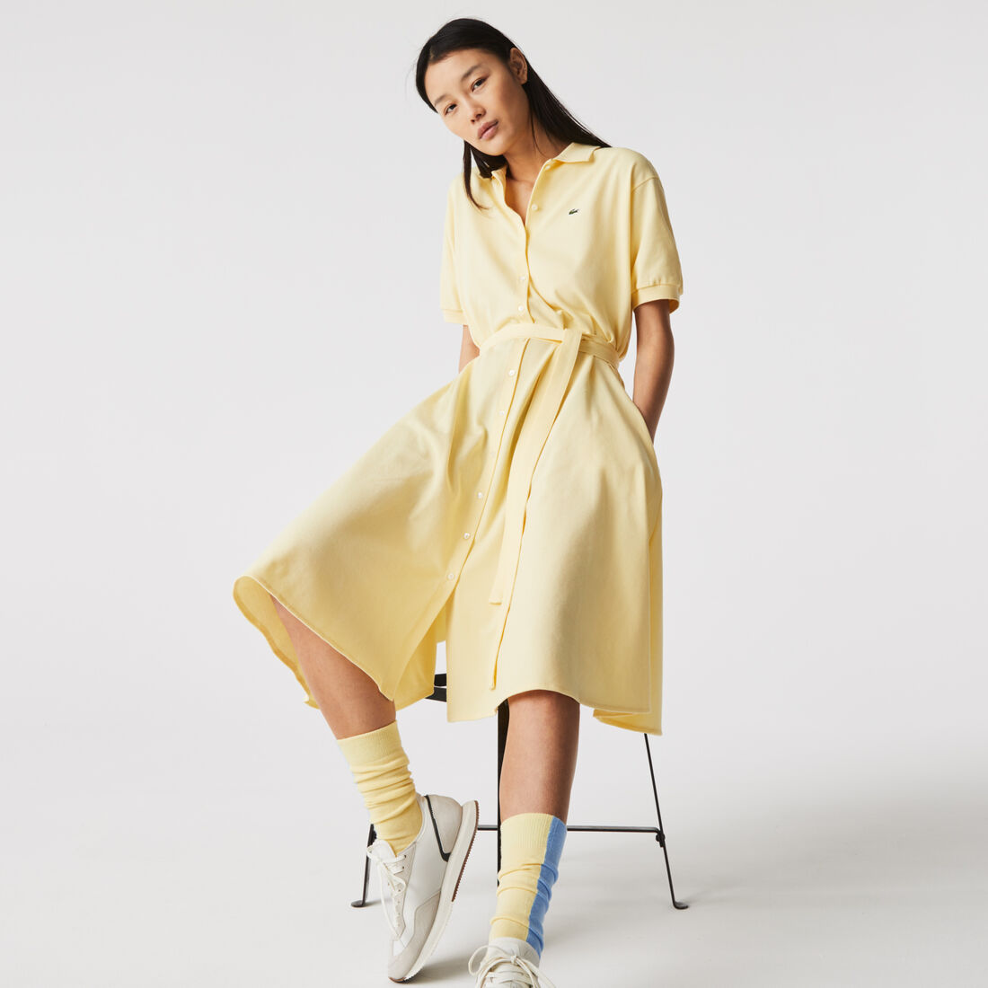 women's cotton piqu belted polo dress Lacoste Women's Cotton Piqu Belted Polo