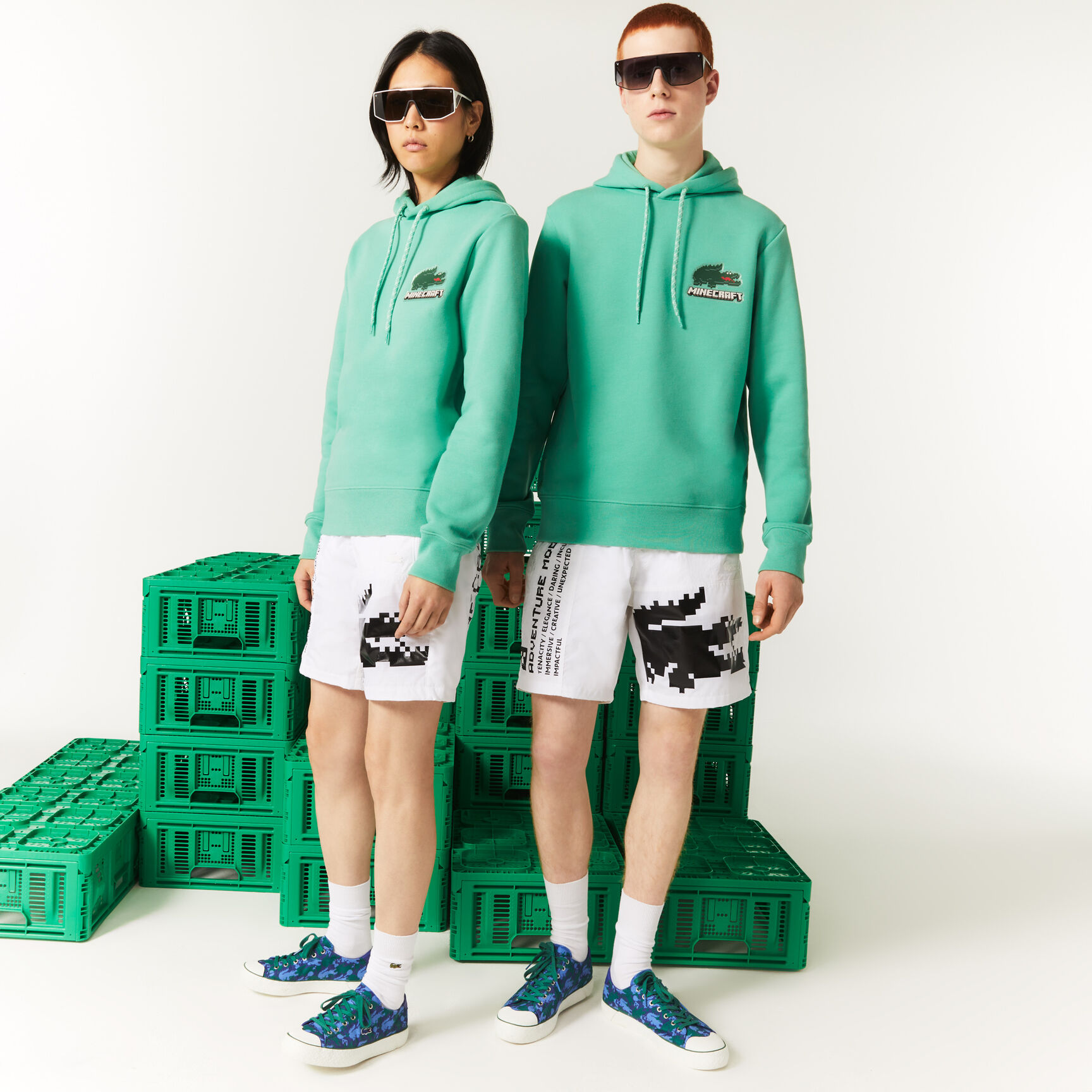 Unisex Lacoste x Minecraft Hooded Cotton Fleece Hoodie Unisex Lacoste x Minecraft Hooded Cotton Fleece Hoodie