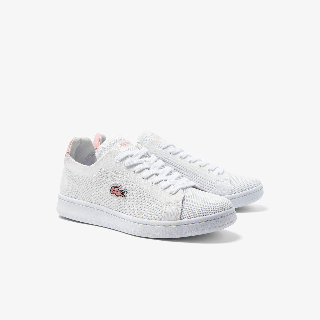 Women's Lacoste Carnaby Pique Textile Heel Pop Trainers Women's Lacoste Carnaby Pique Textile Heel Pop Trainers