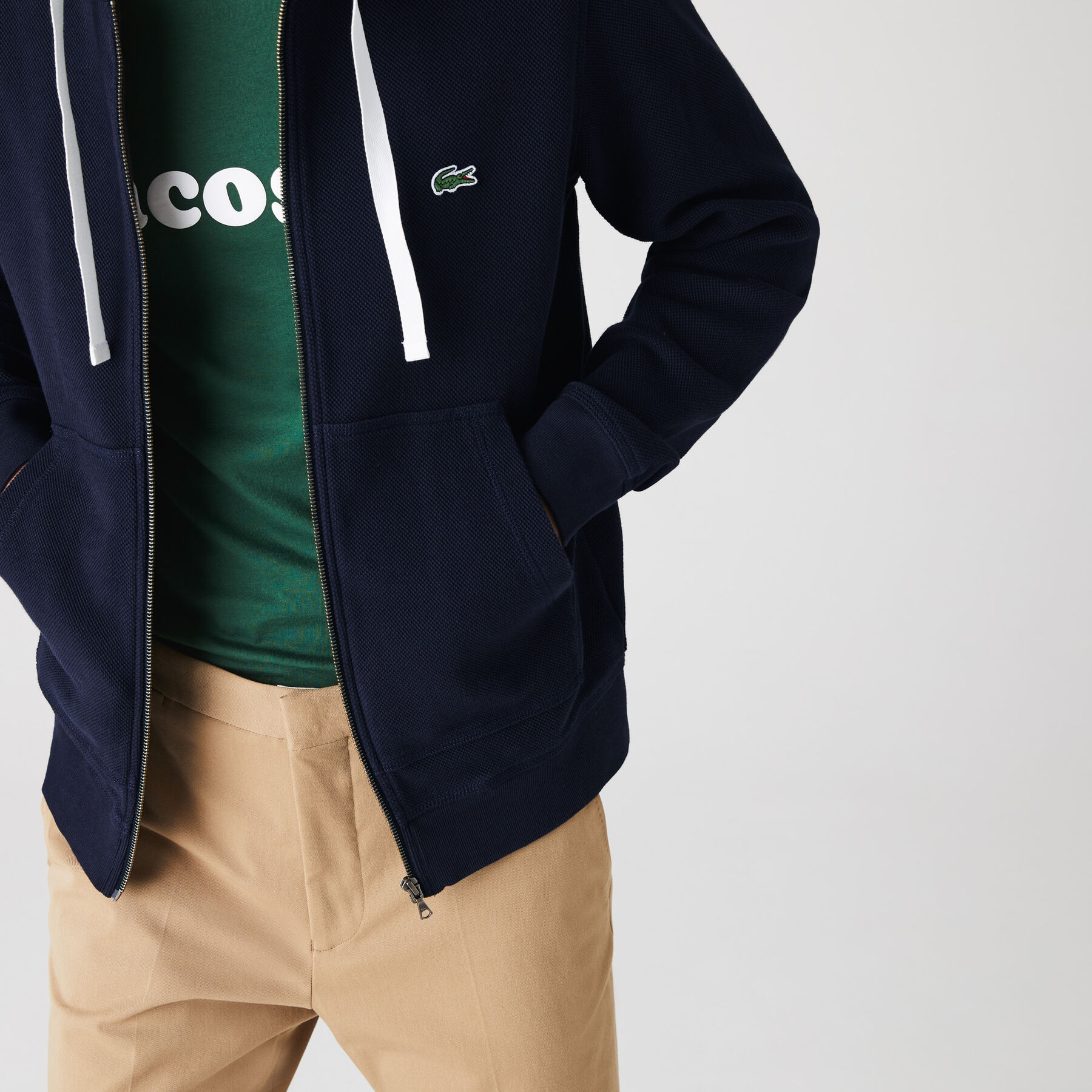 Men's Zip Hooded Organic Cotton Piqué Sweatshirt lacoste men s zip hooded organic cotton piqu sweatshirt