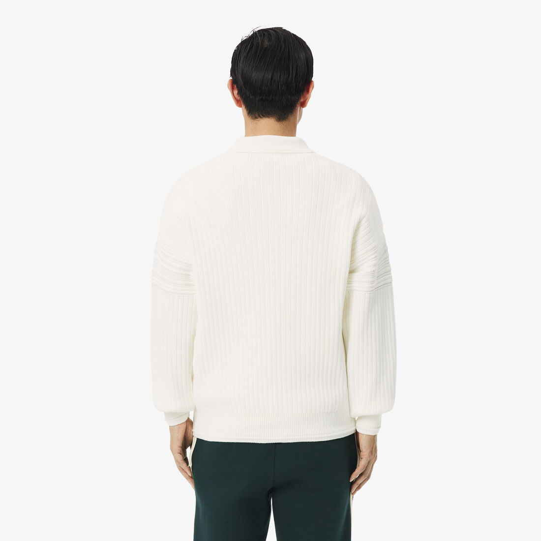 lacoste french made cotton polo collar sweater