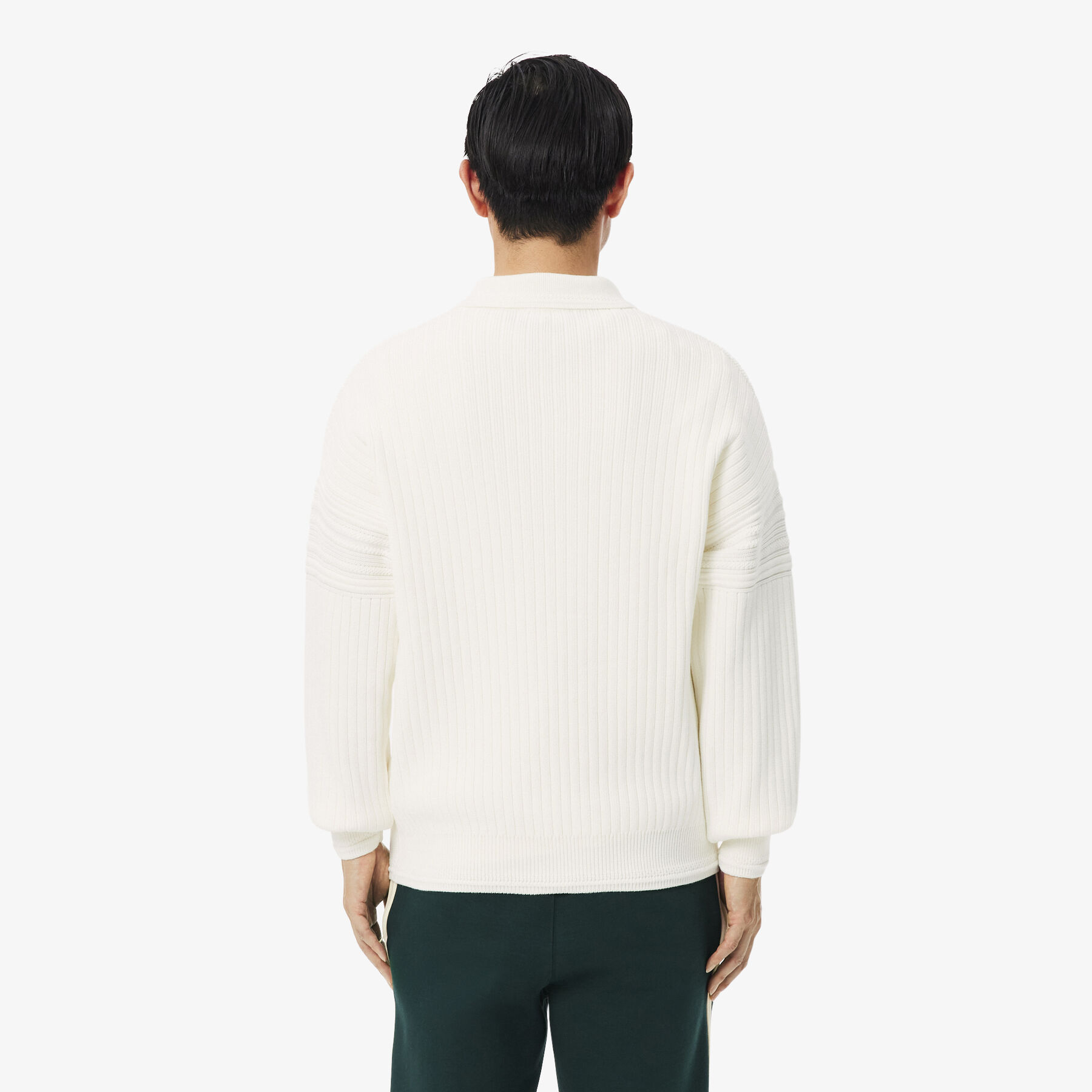 lacoste french made cotton polo collar sweater