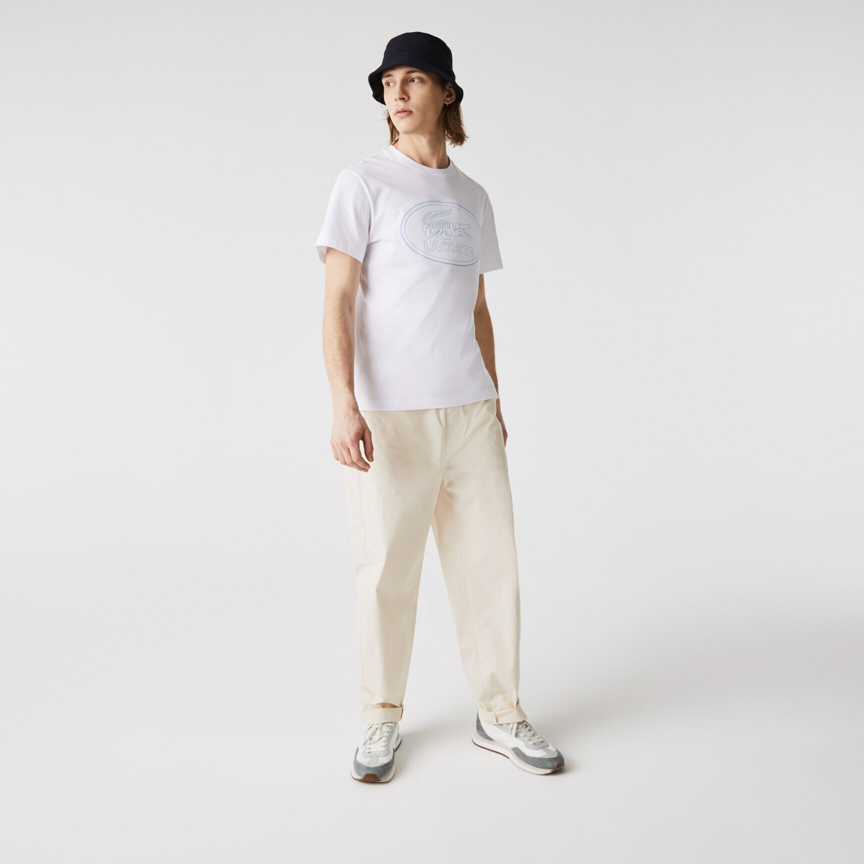 Men's Crew Neck Embroidered Logo Cotton T-shirt