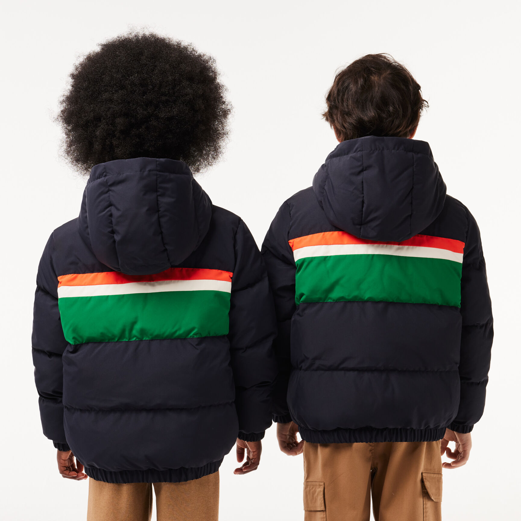 Contrast Stripe Hooded Puffer Jacket Contrast Stripe Hooded Puffer Jacket