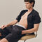 lacoste crocodile print stripe cotton shorts