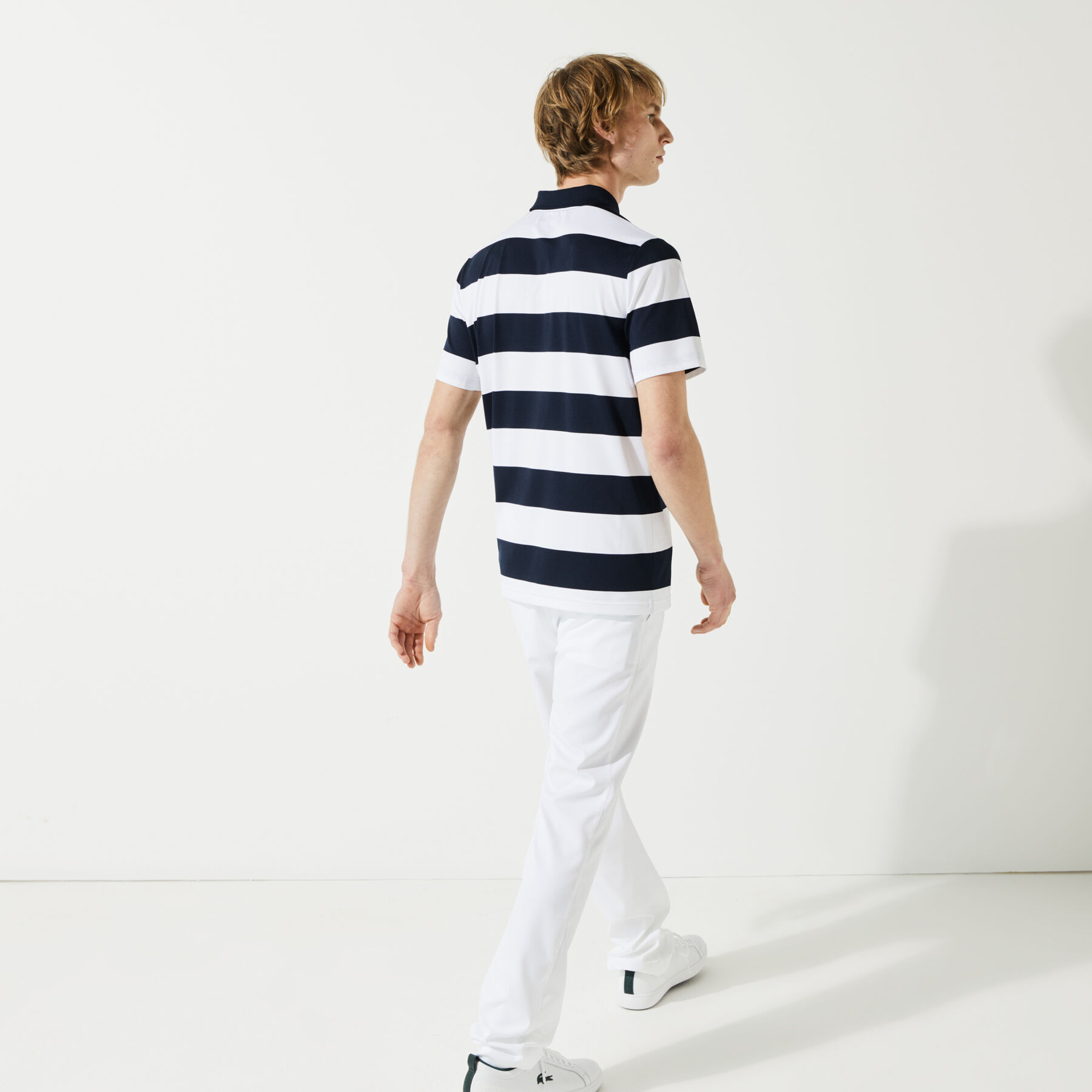 men s lacoste sport striped breathable stretch golf polo shirt
