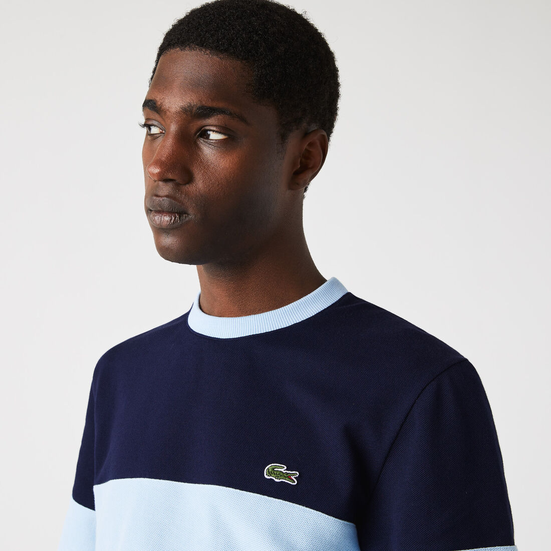 Men's Heritage Crew Neck Colorblock Cotton Pique T-shirt, Blue ...