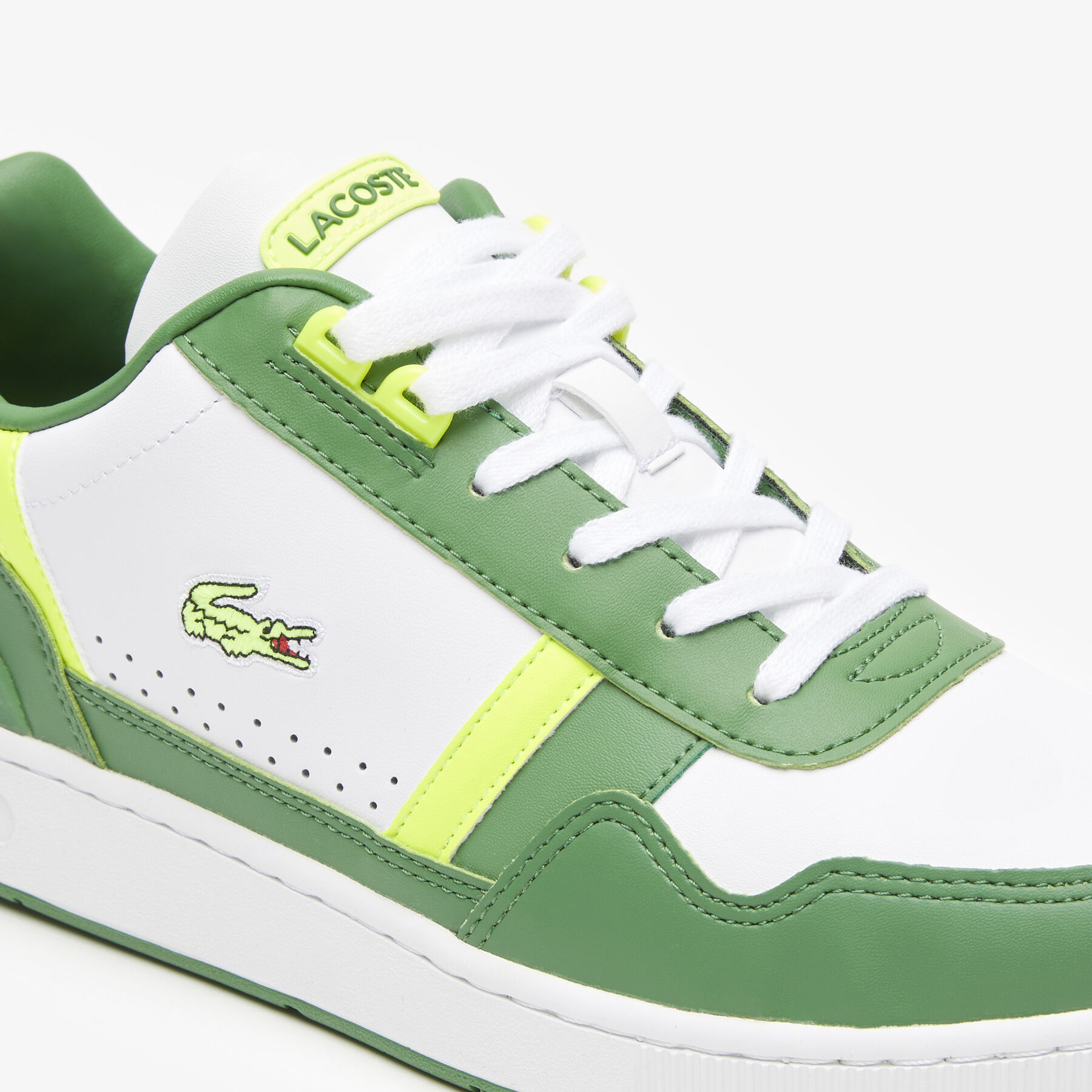 Men's Lacoste T-Clip Leather Colour Block Trainers men s lacoste t clip leather colour block trainers