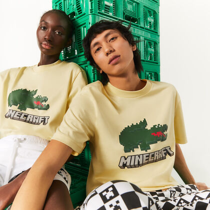 Unisex Lacoste X Minecraft Print Organic Cotton T-shirt