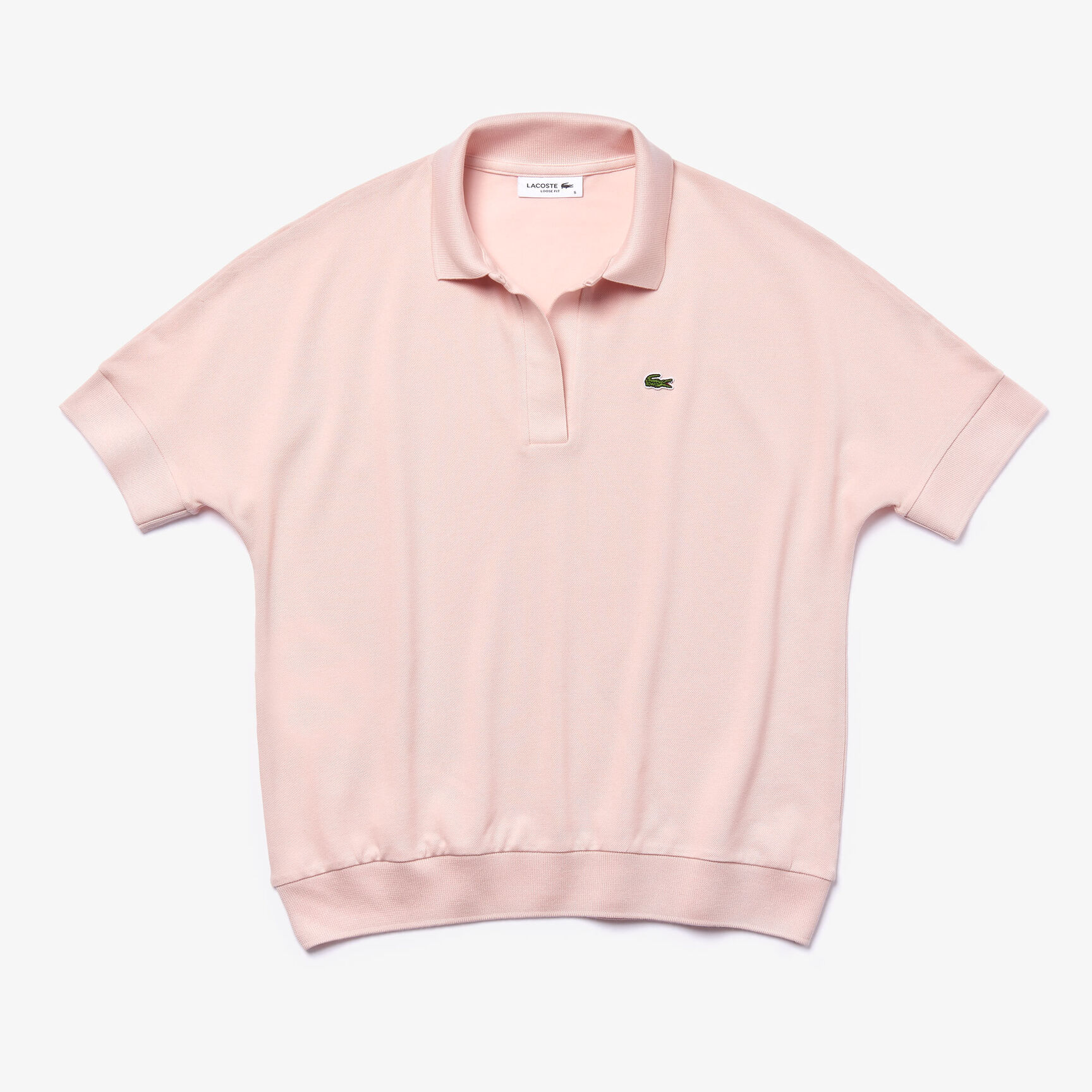 Open Neck Fluid Pique Polo Shirt