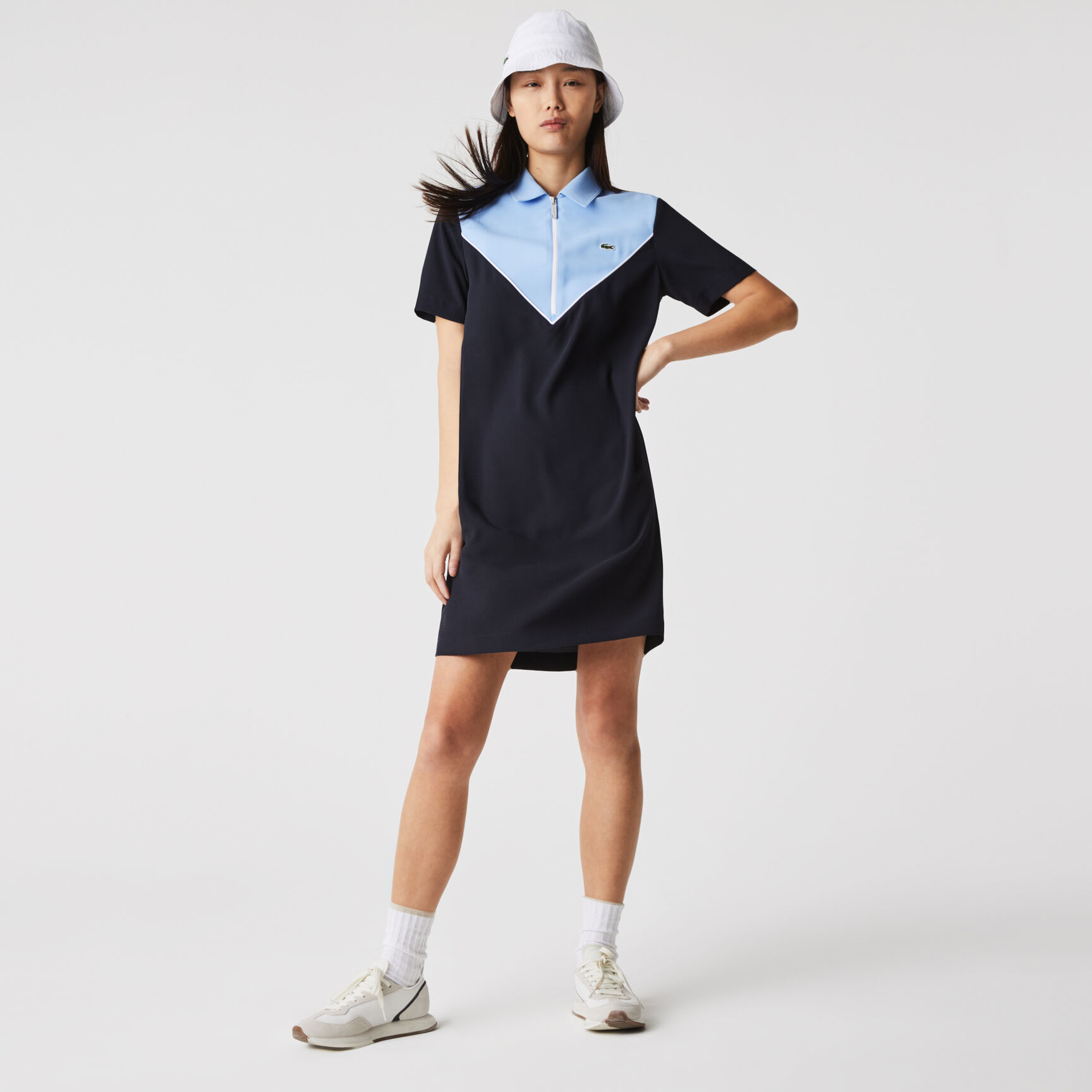 Women’s Flowy Zip Collar Colorblock Polo Dress Women’s Flowy Zip Collar Colorblock Polo Dress