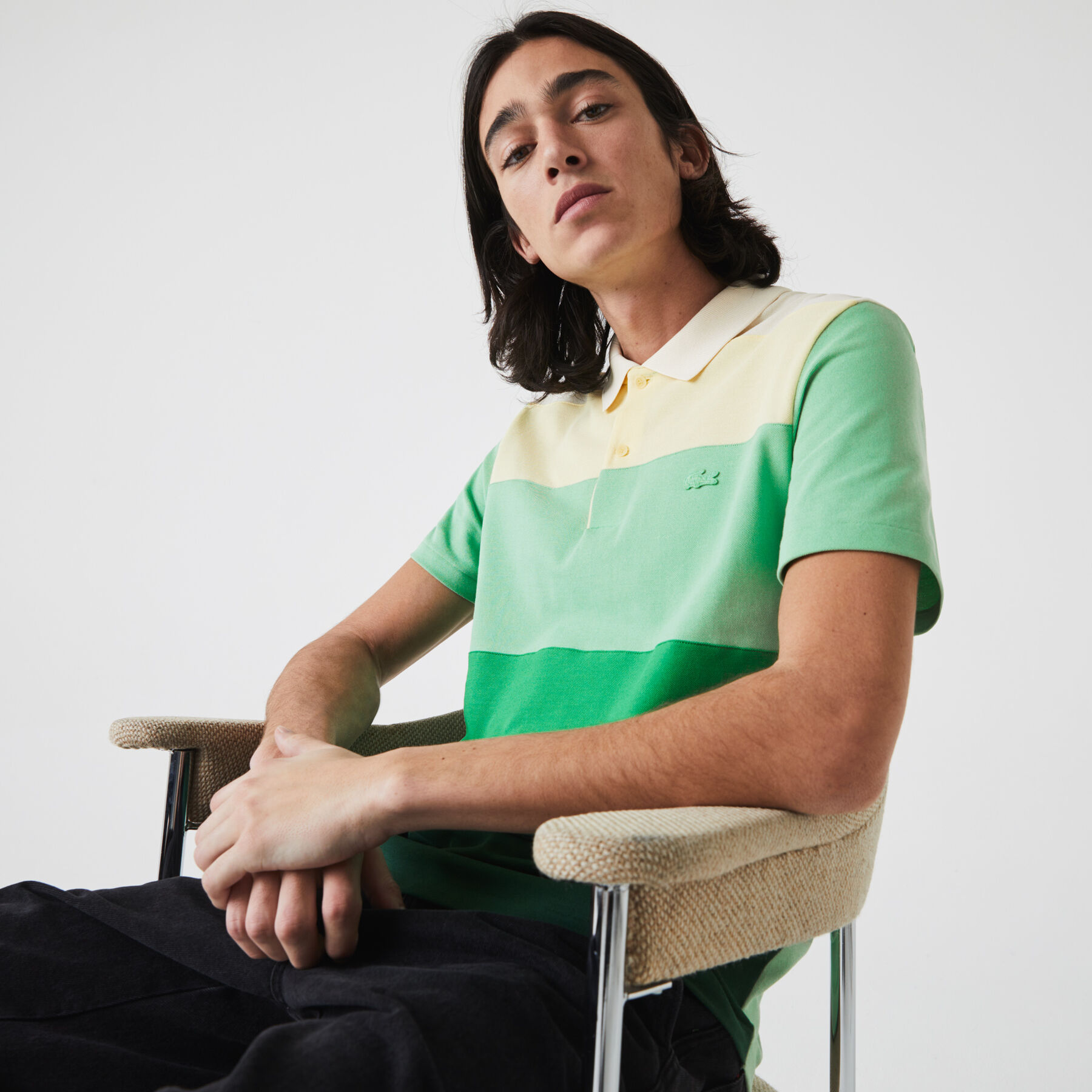 men s lacoste regular fit fresh colorblock cotton piqu  polo