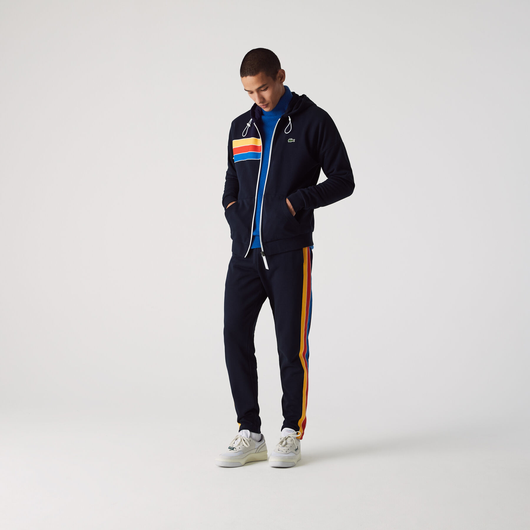 لاكوست بنطال الركض من مزيج القطن بلون مغاير مجموعة lacoste sport للرجال