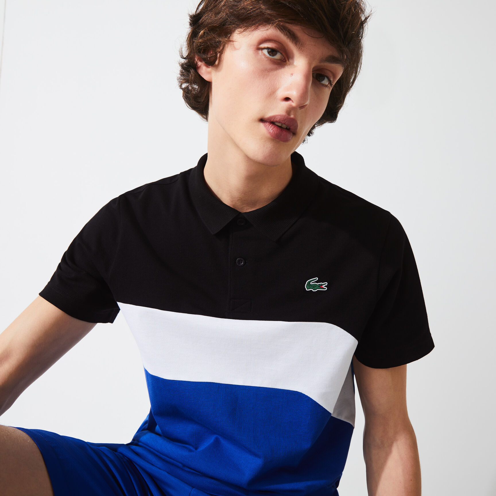 قميص بولو للتنس للرجال فائق الخفة مع كتل لونية مجموعة Lacoste SPORT قميص بولو للتنس للرجال فائق الخفة مع كتل لونية مجموعة Lacoste SPORT