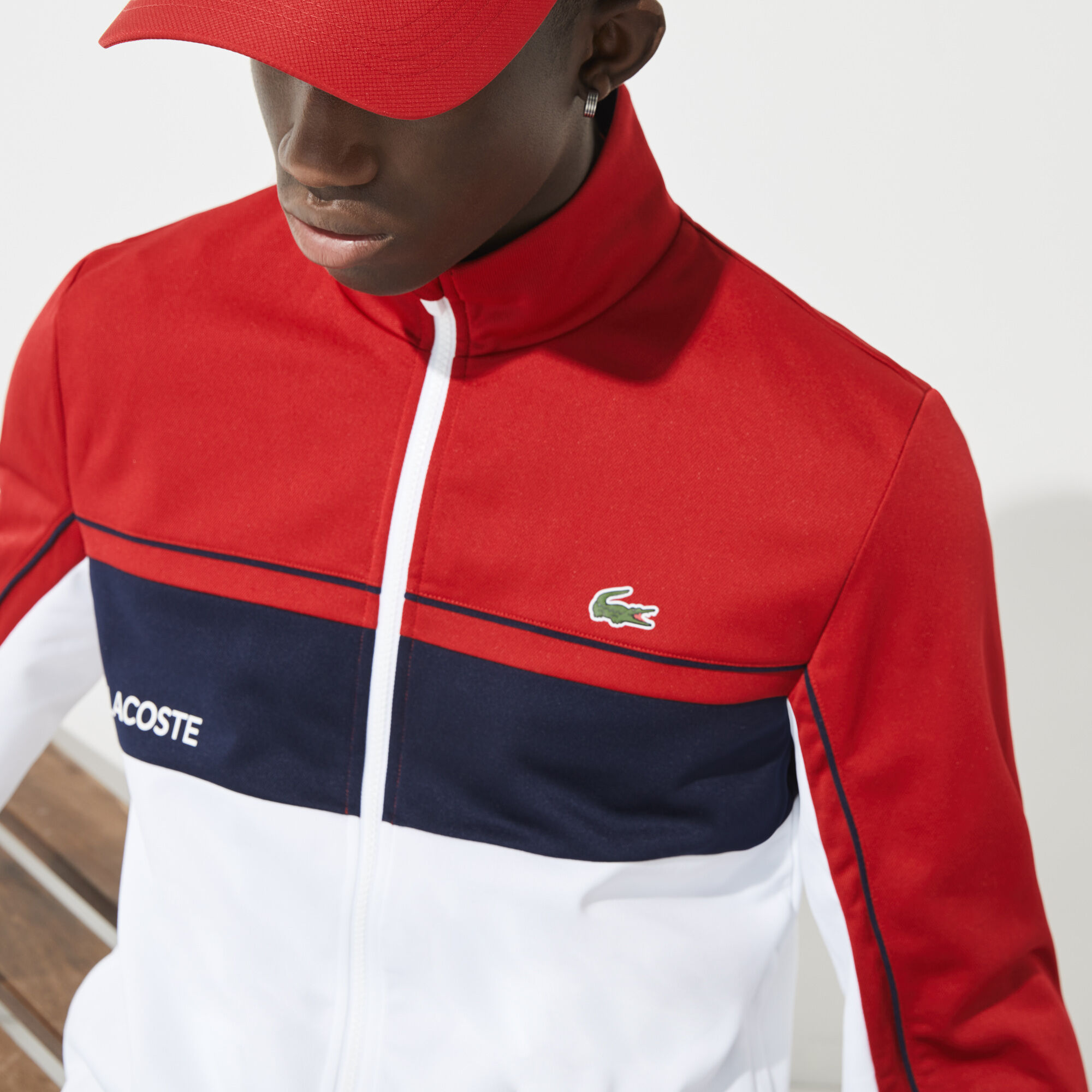 Men's lacoste sport colourblock resistant piqué zip sweatshirt 2025