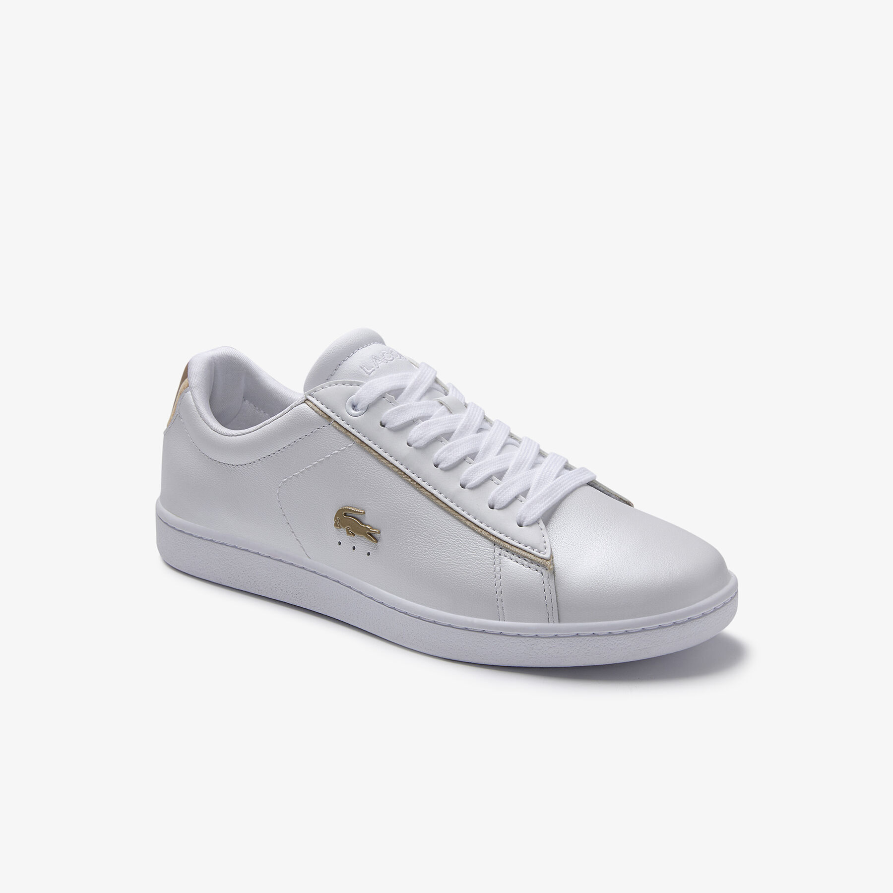 lacoste women s carnaby evo satin and leather trainers