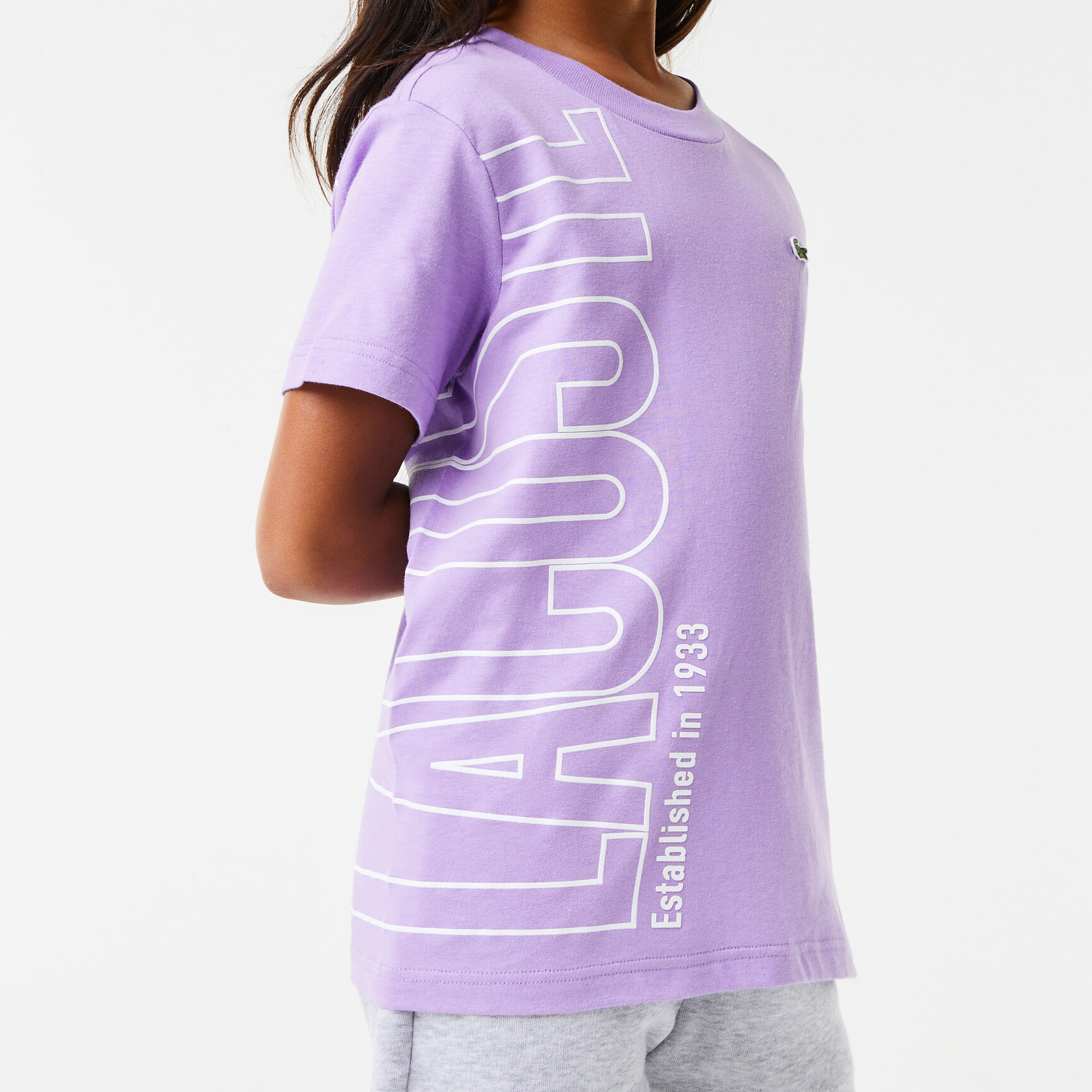 تيشيرت لاكوست قطن جيرسيه بطبعة كبيرة لشعار الماركة للأطفال