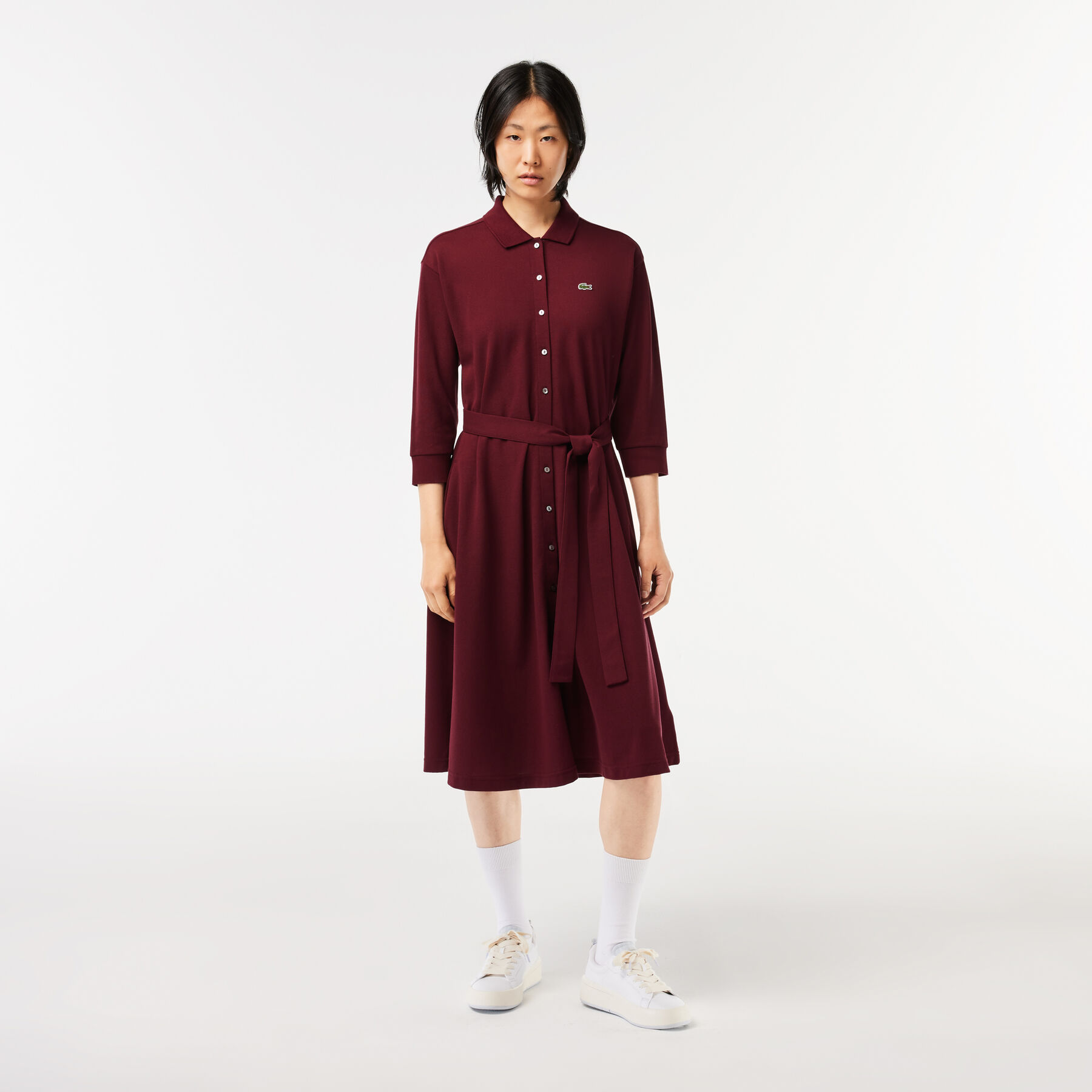 3/4 Sleeve Cotton Pique Polo Dress lacoste 3 4 sleeve cotton pique polo dress