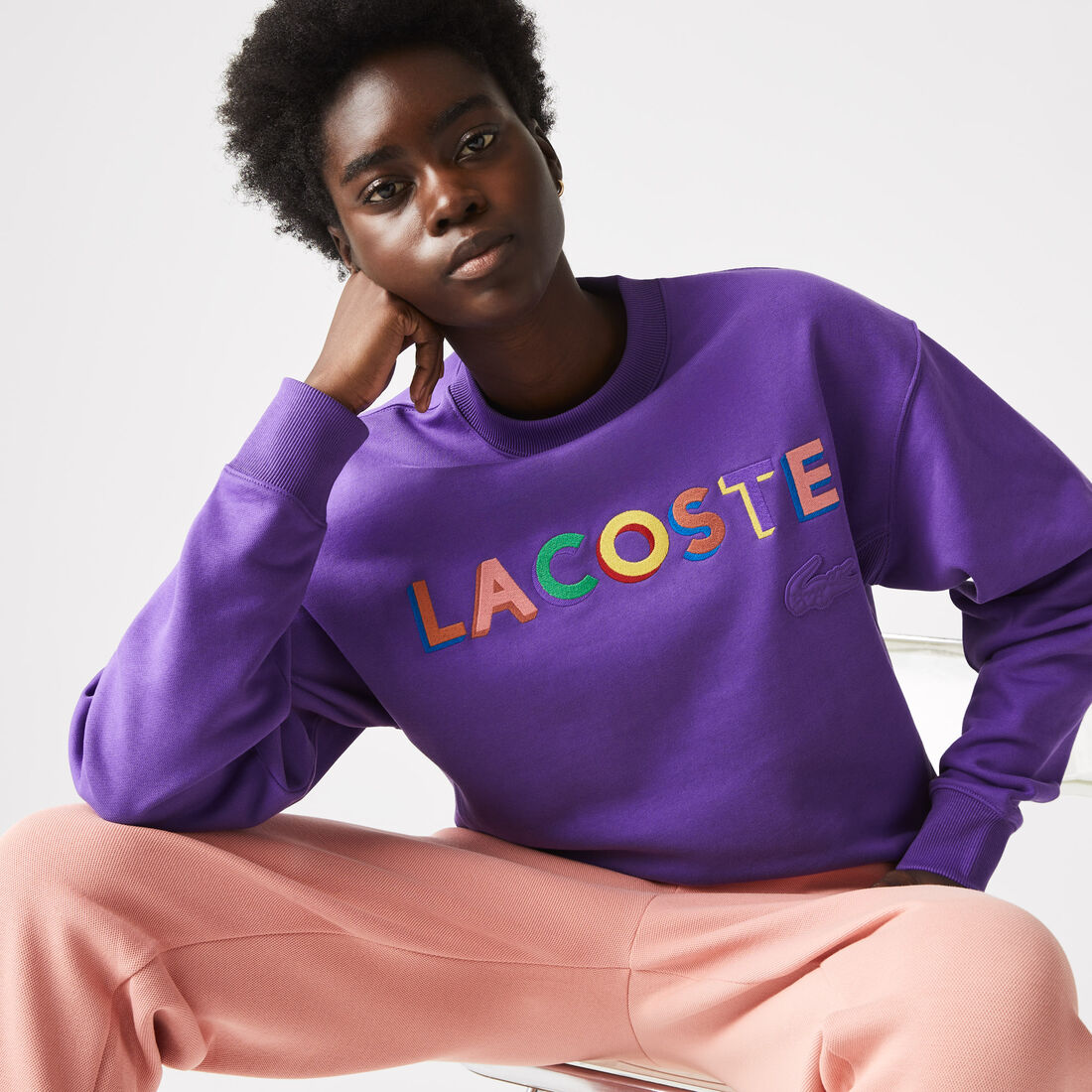 Unisex Lacoste L!VE Loose Fit Embroidered Fleece Sweatshirt Unisex Lacoste L!VE Loose Fit Embroidered Fleece Sweatshirt