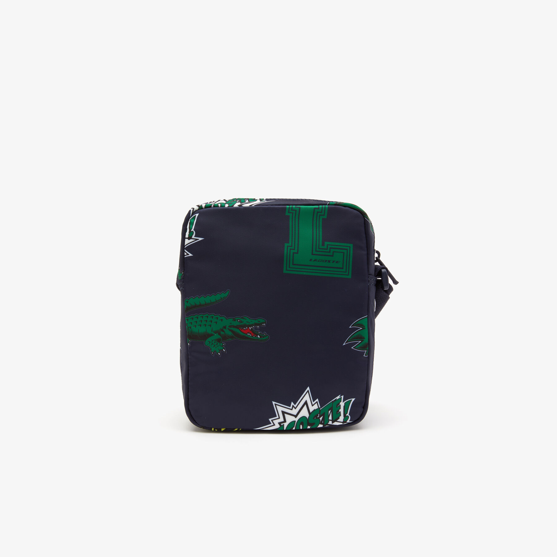 men s lacoste holiday comic print vertical camera bag