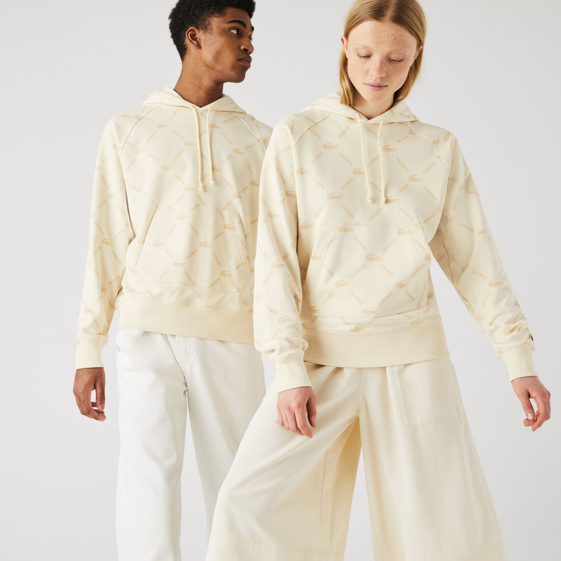 Unisex Lacoste LIVE Loose Fit Hooded Monogram Cotton Sweatshirt Unisex Lacoste LIVE Loose Fit Hooded Monogram Cotton Sweatshirt