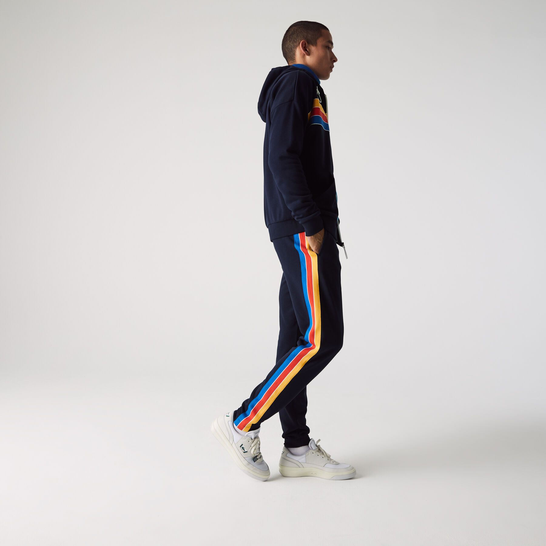 لاكوست بنطال الركض من مزيج القطن بلون مغاير مجموعة lacoste sport للرجال