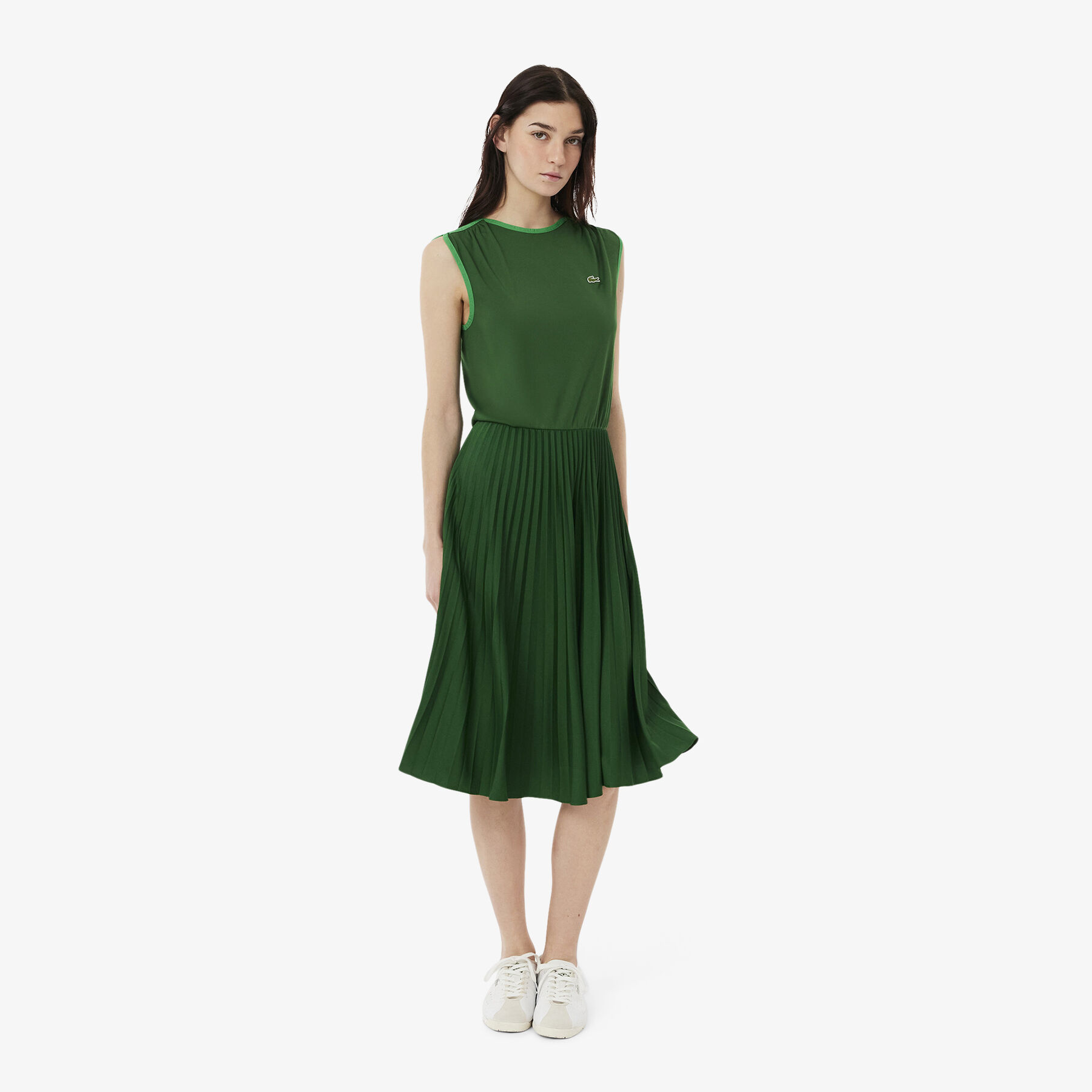 lacoste sleeveless pleated dress