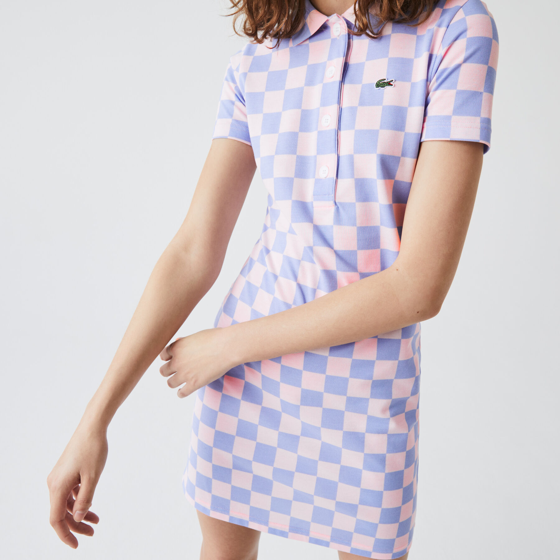 Women’s Lacoste LIVE Checkerboard Pattern Cotton Piqué Polo Dress women s lacoste live checkerboard pattern cotton piqu polo dress