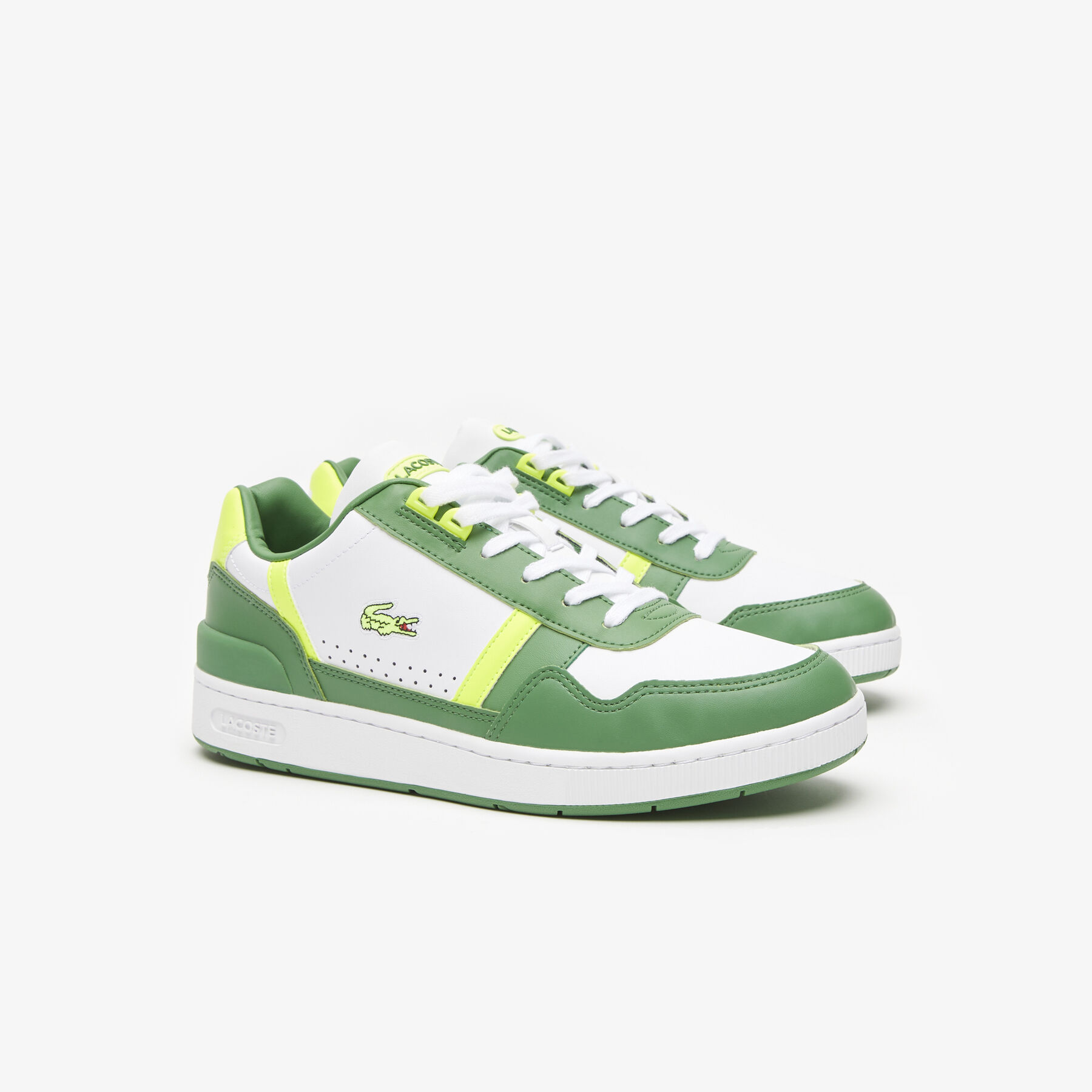 Men's Lacoste T-Clip Leather Colour Block Trainers men s lacoste t clip leather colour block trainers