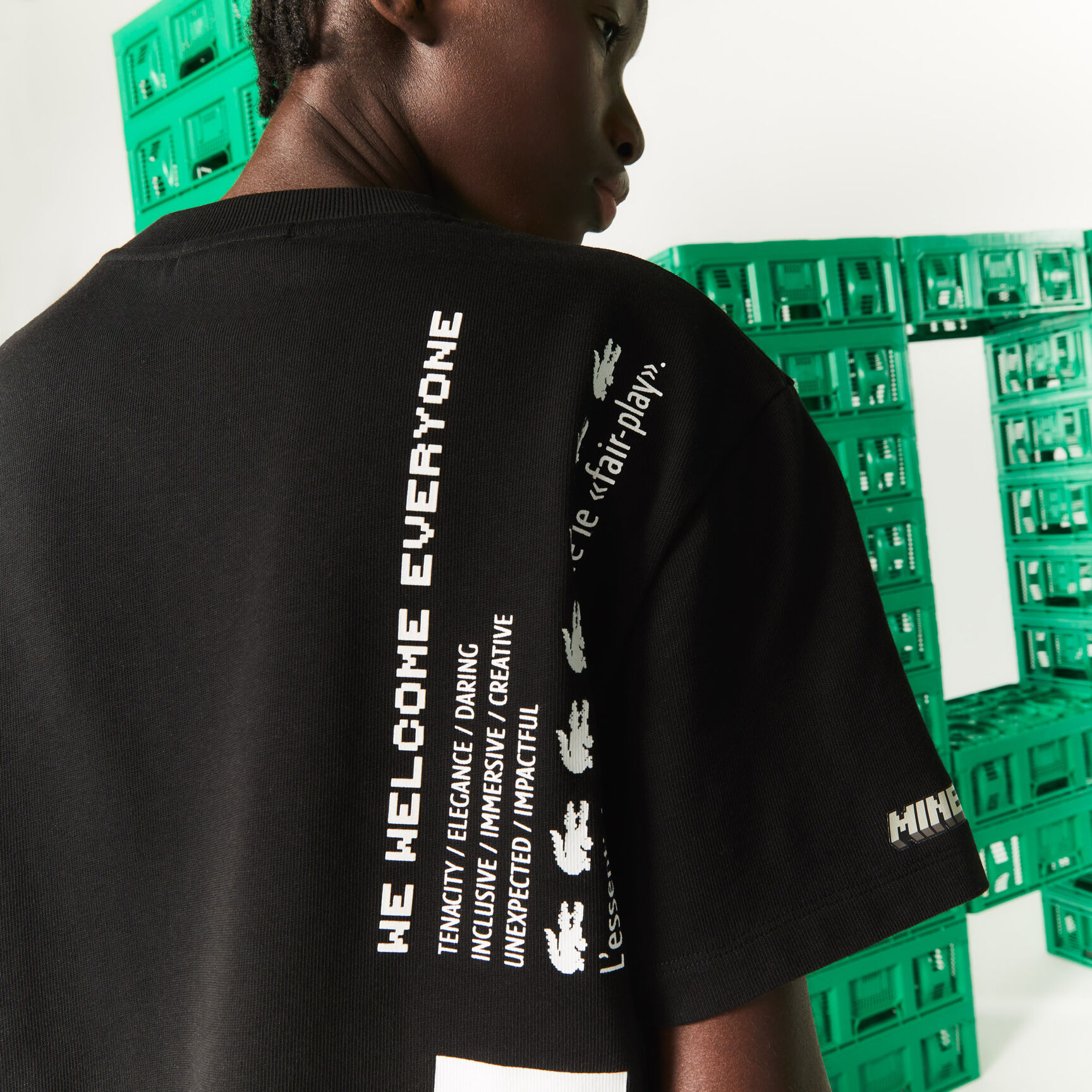 تيشيرت قطن عضوي قصير للنساء مجموعة Lacoste L!VE x Minecraft