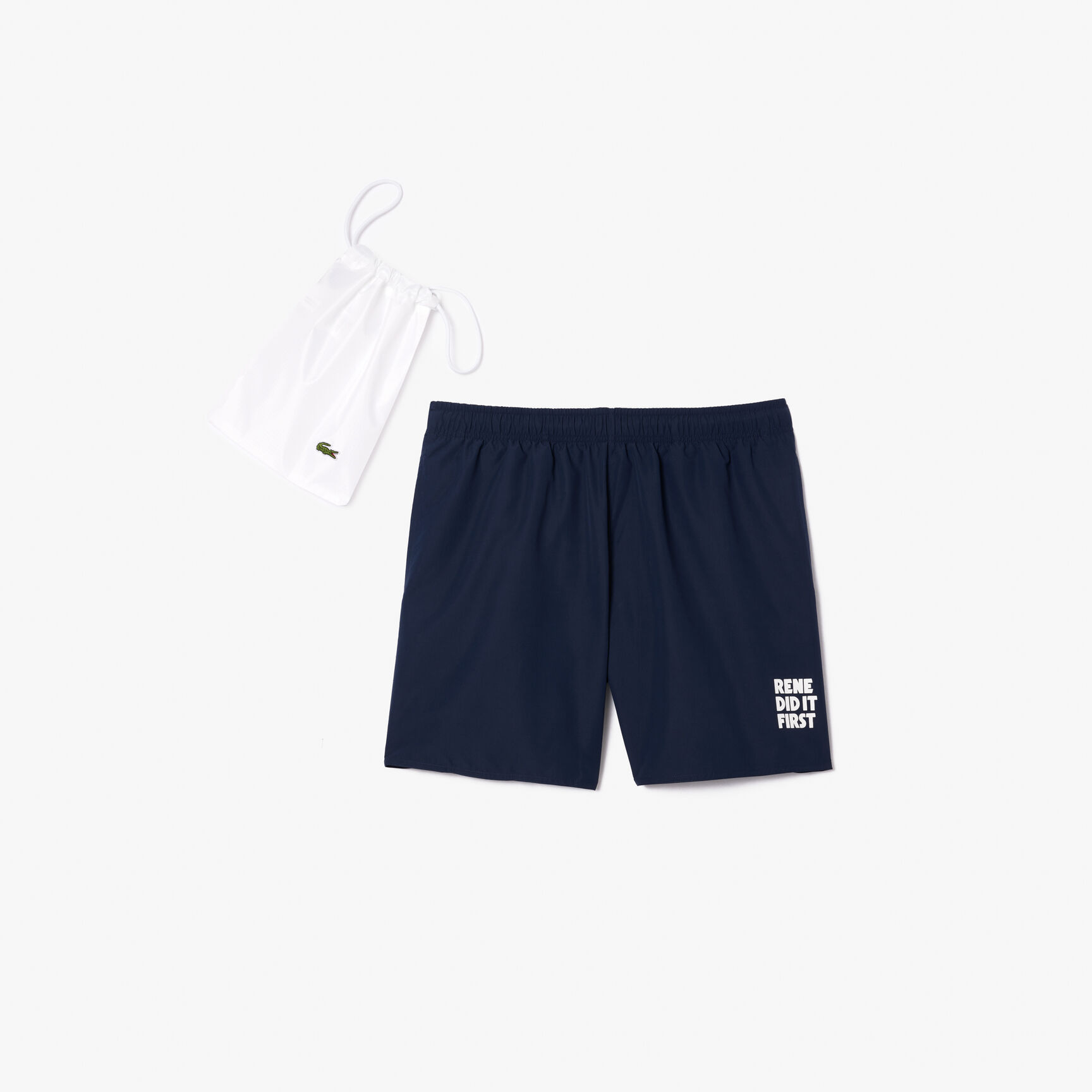 Mid Length Slogan Swim Trunks