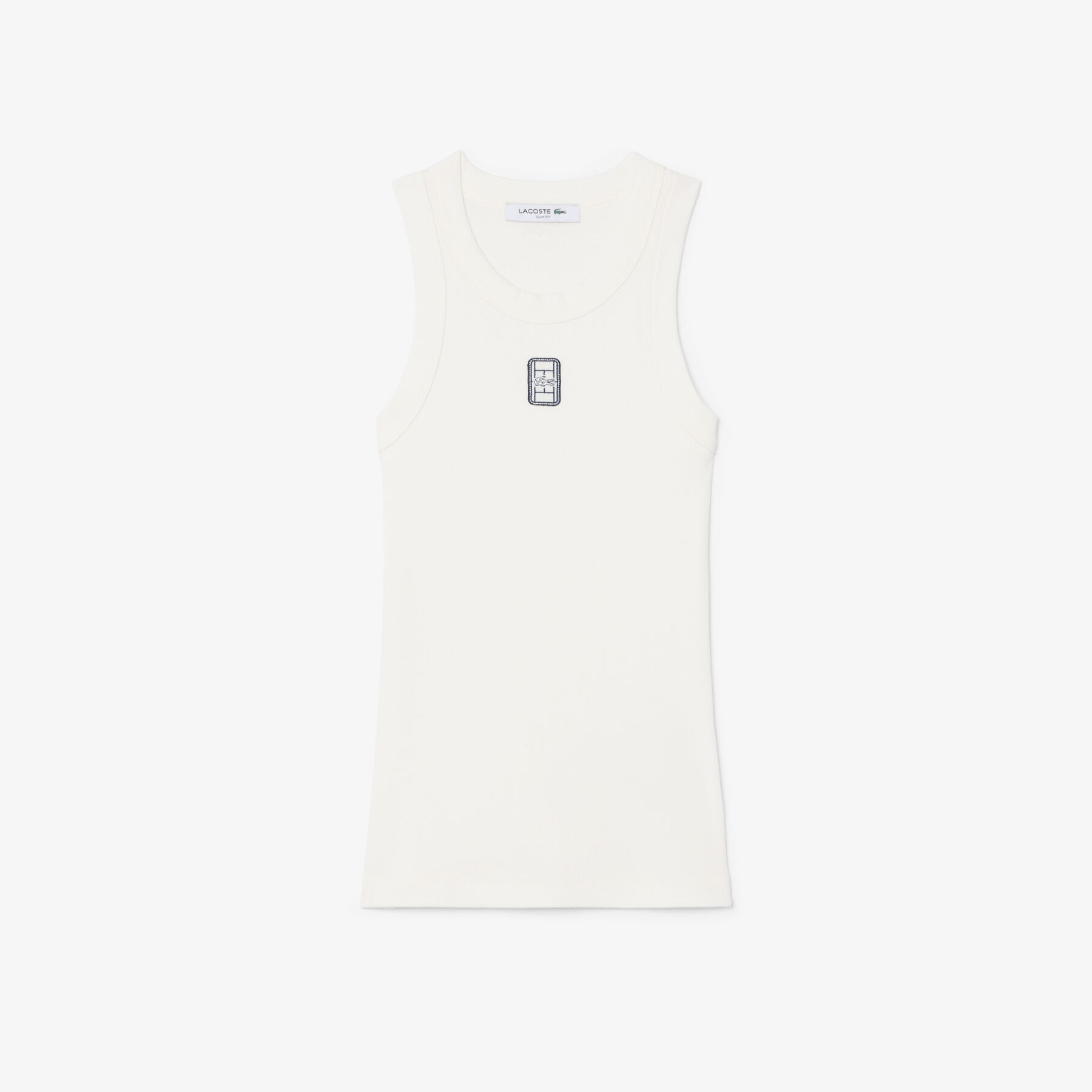 Slim Fit Badge Accent Rib Knit Tank Top