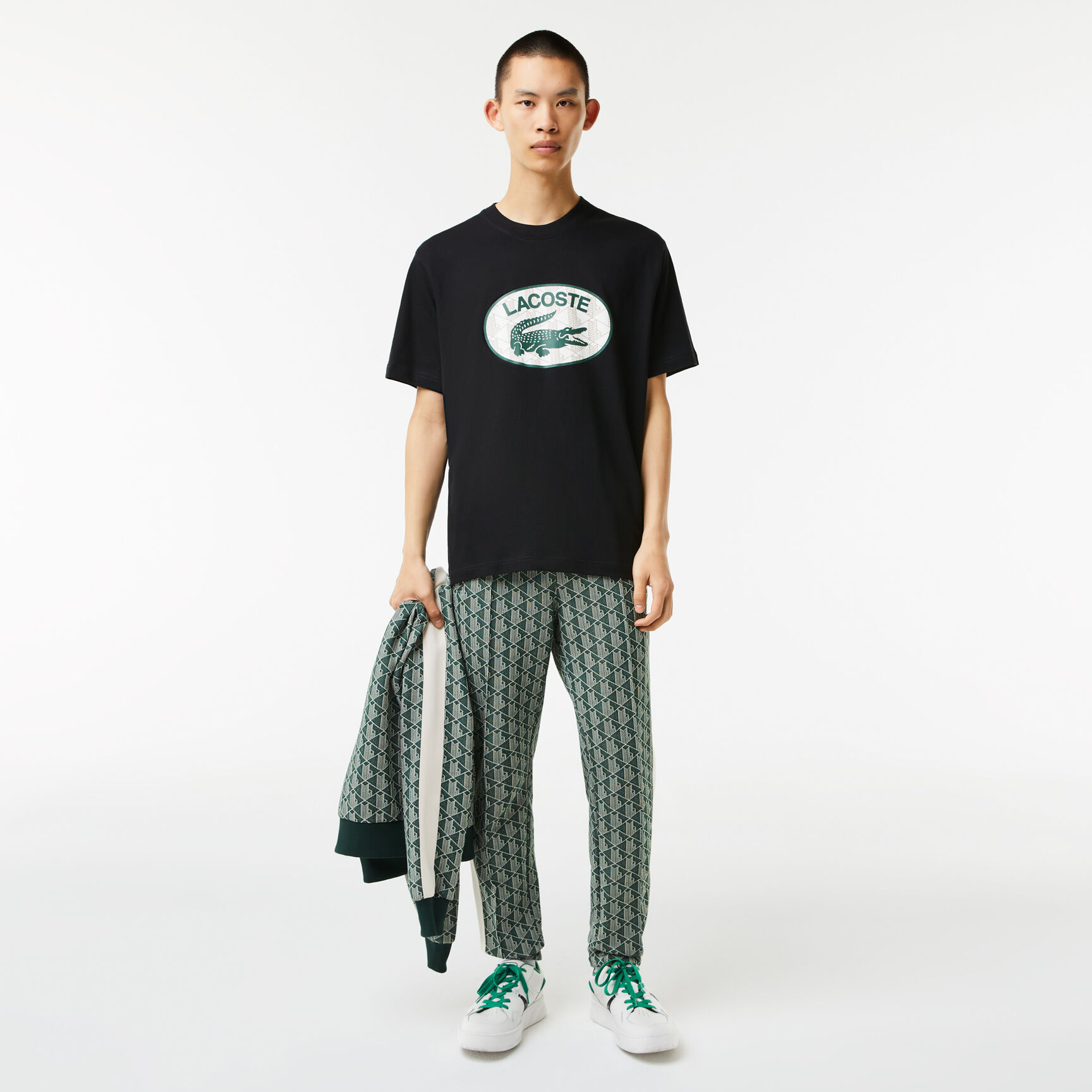 Men's Regular Fit Branded Monogram Print T-Shirt